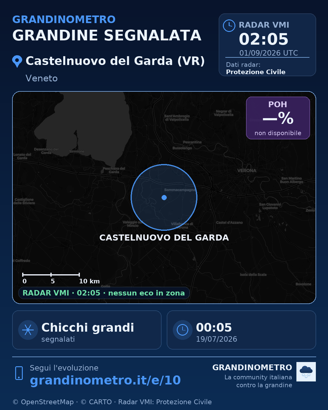 Mappa dell'evento: grandine a Castelnuovo del Garda (VR)