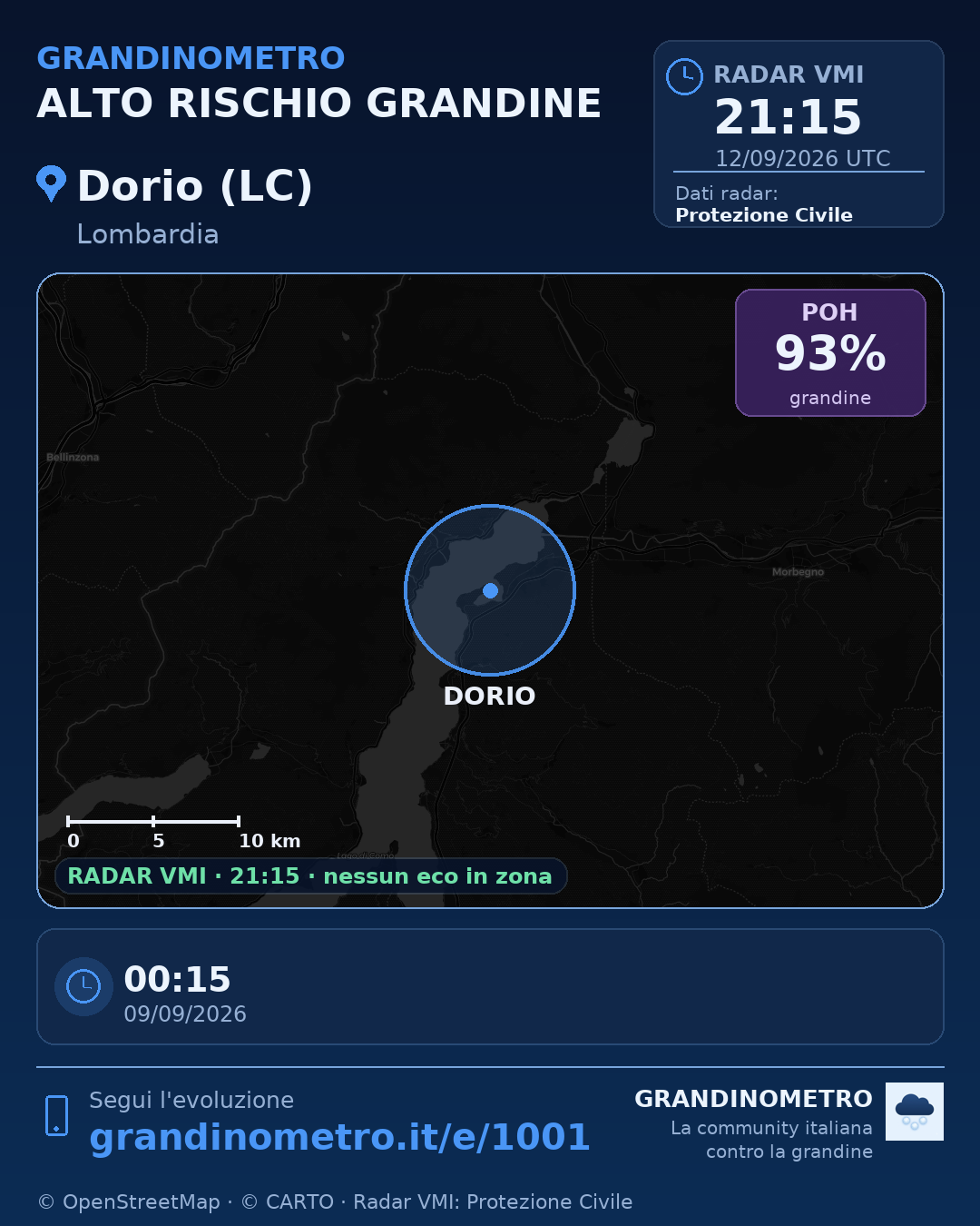Mappa dell'evento: grandine a Dorio (LC)