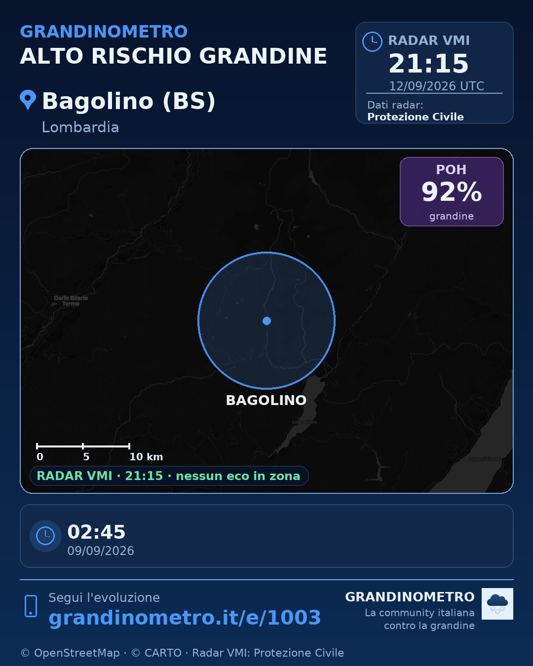 Mappa dell'evento: grandine a Bagolino (BS)