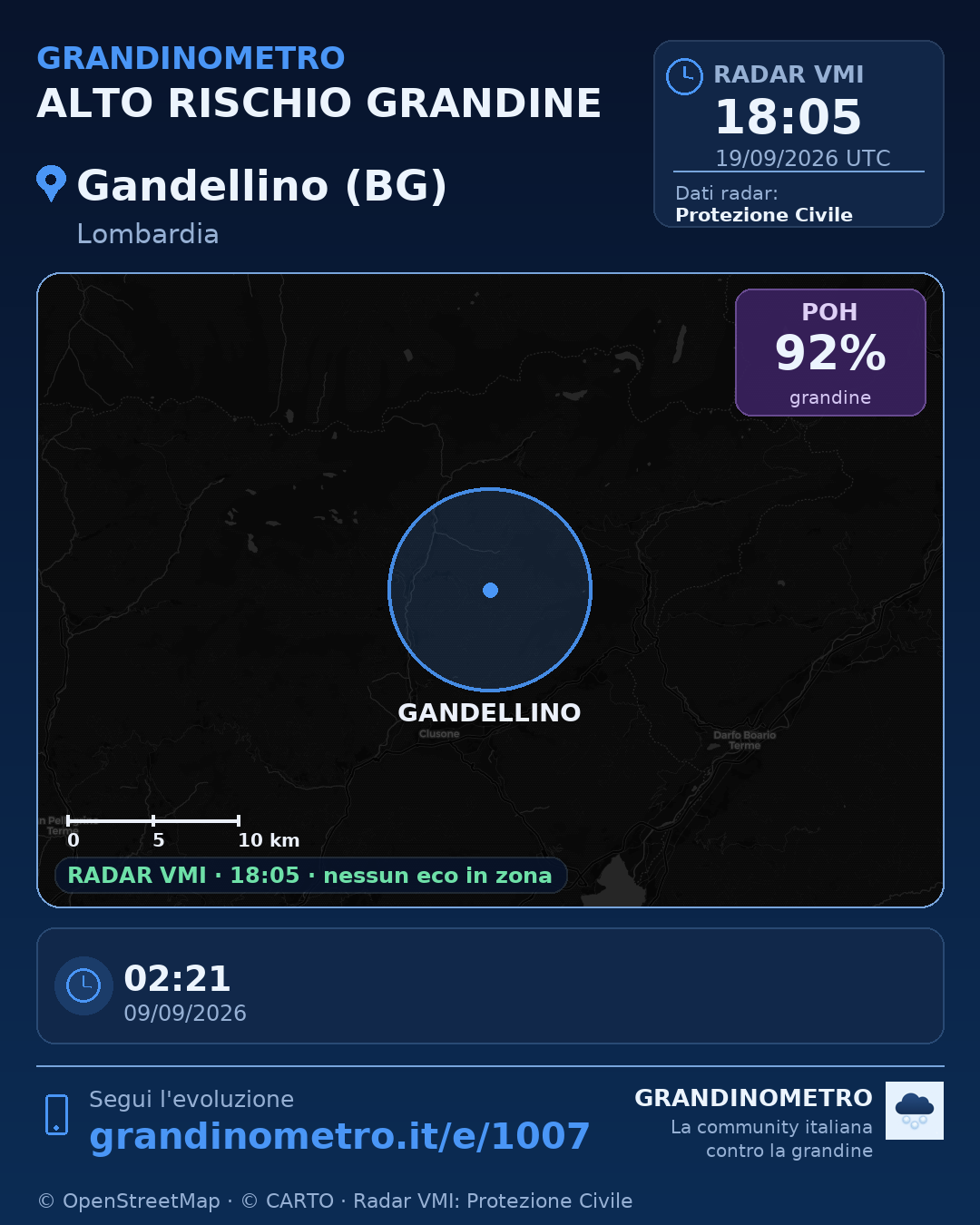 Mappa dell'evento: grandine a Gandellino (BG)