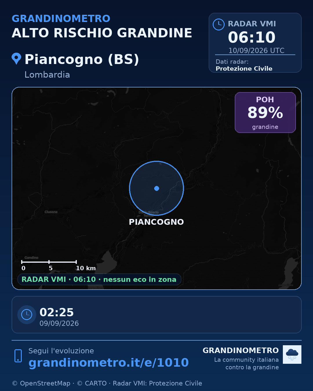 Mappa dell'evento: grandine a Piancogno (BS)