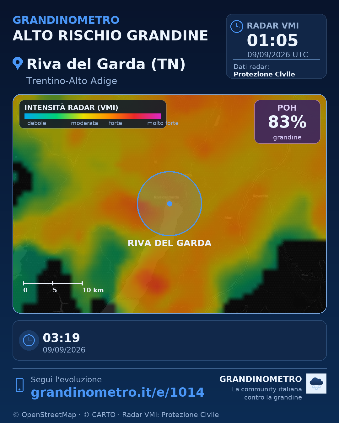 Mappa dell'evento: grandine a Riva del Garda (TN)