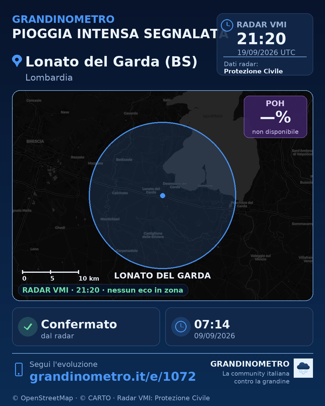 Mappa dell'evento: pioggia intensa a Lonato del Garda (BS)