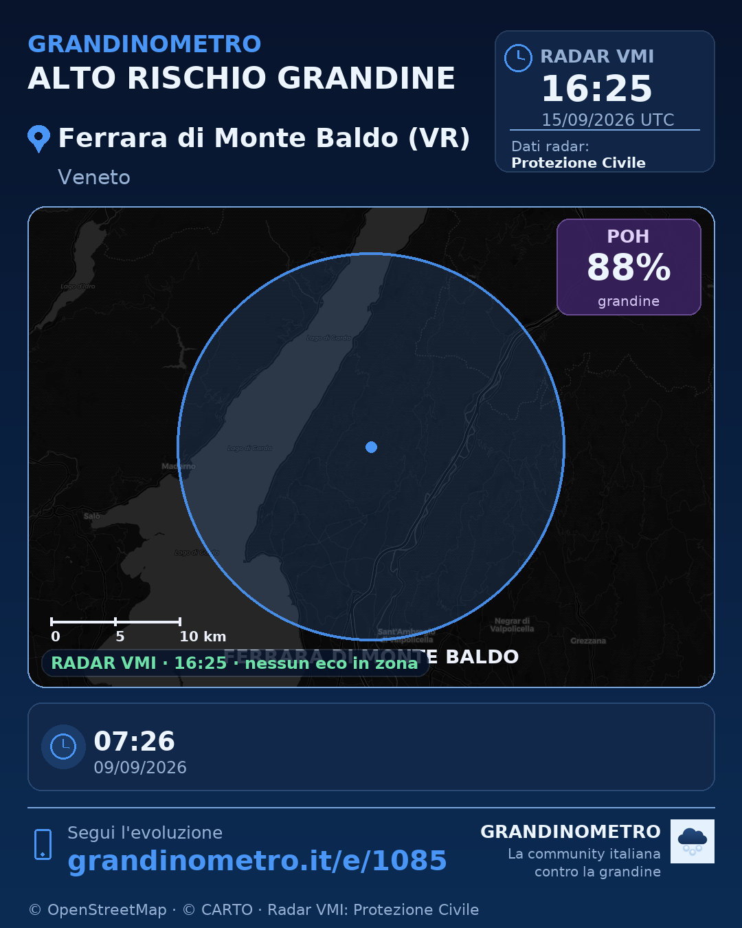 Mappa dell'evento: grandine a Ferrara di Monte Baldo (VR)