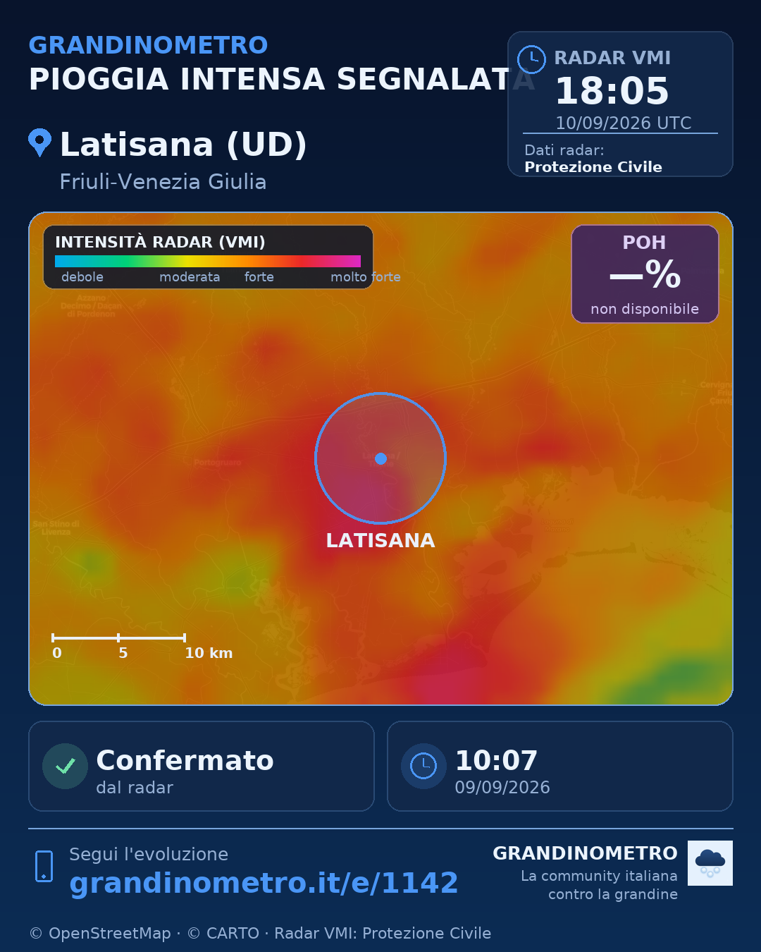 Mappa dell'evento: pioggia intensa a Latisana (UD)