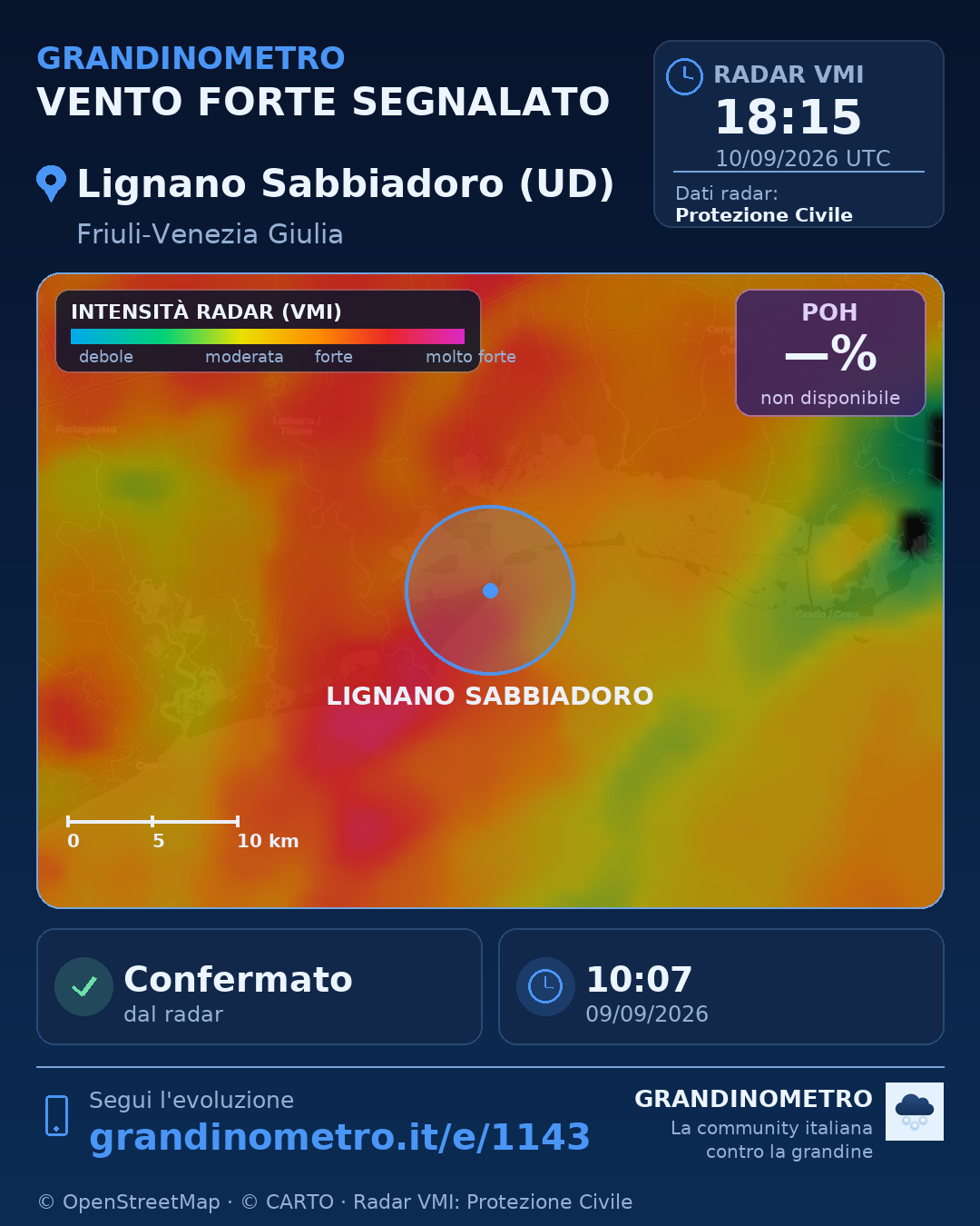 Mappa dell'evento: vento forte a Lignano Sabbiadoro (UD)