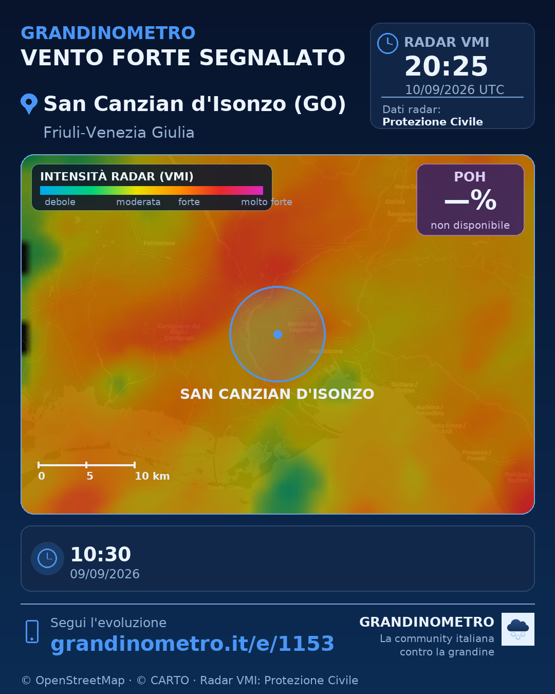 Mappa dell'evento: vento forte a San Canzian d'Isonzo (GO)