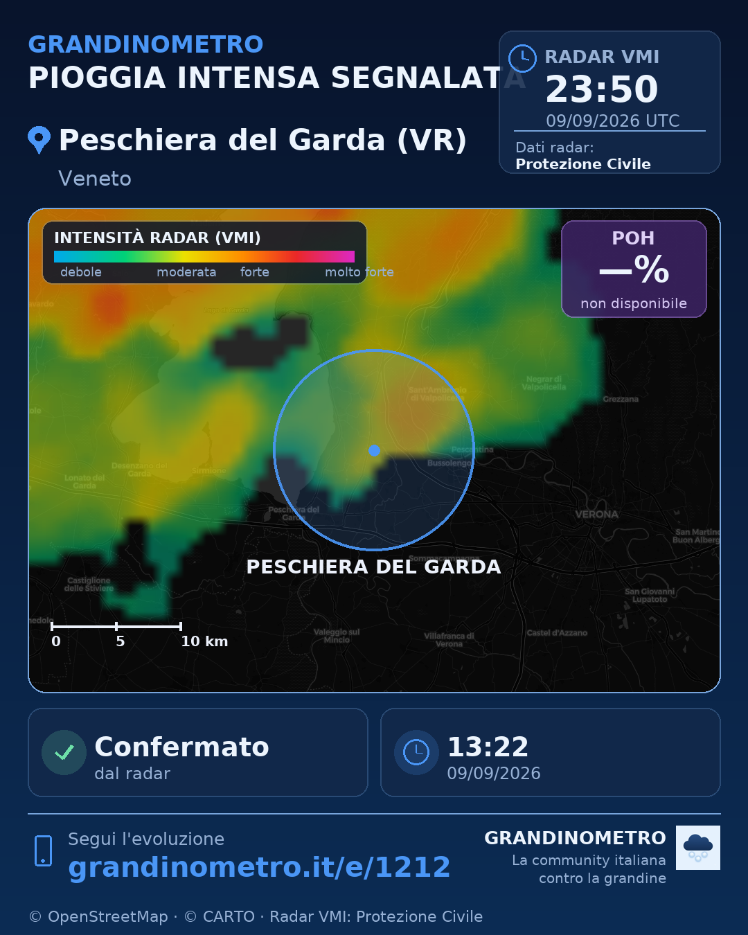 Mappa dell'evento: pioggia intensa a Peschiera del Garda (VR)