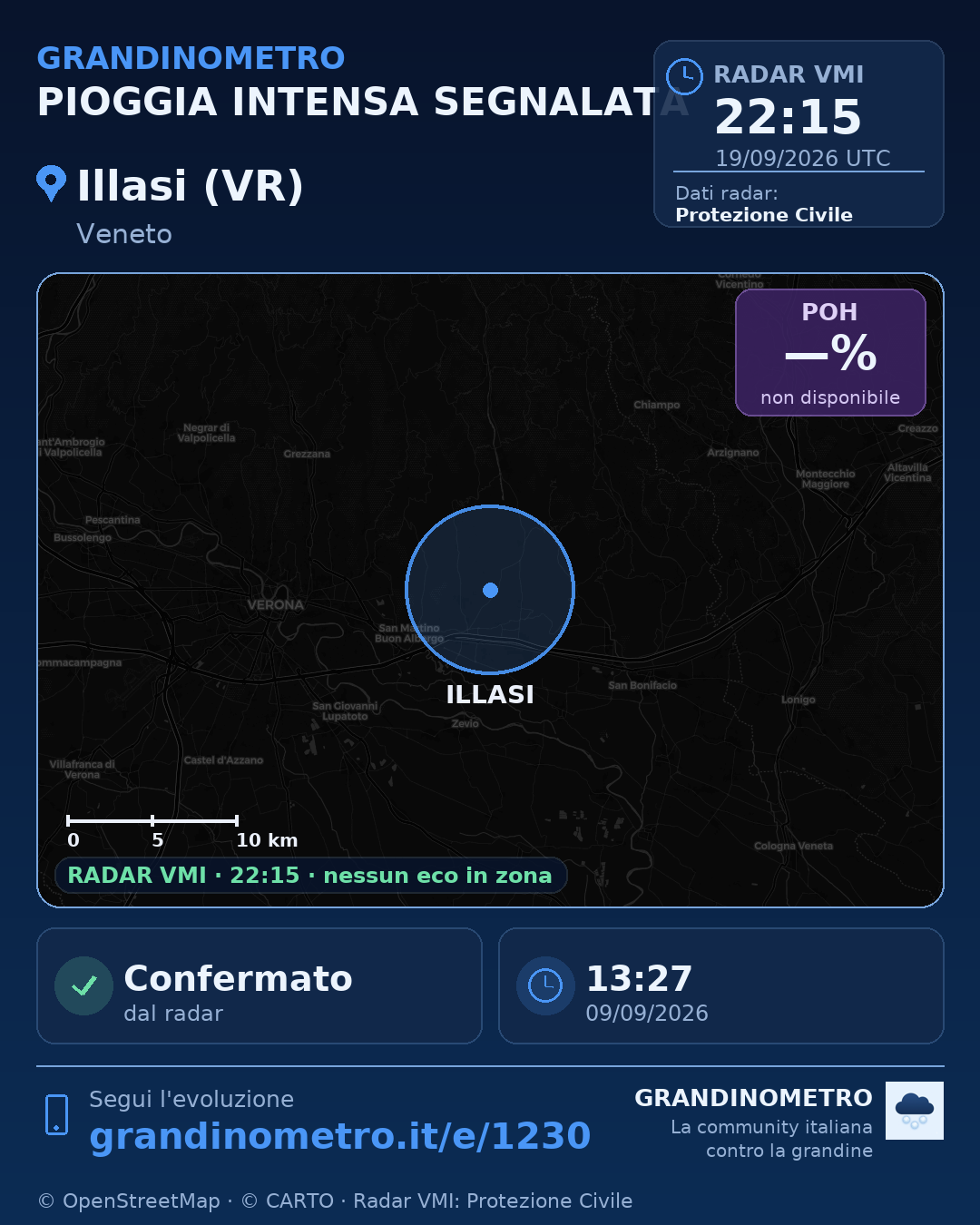 Mappa dell'evento: pioggia intensa a Illasi (VR)