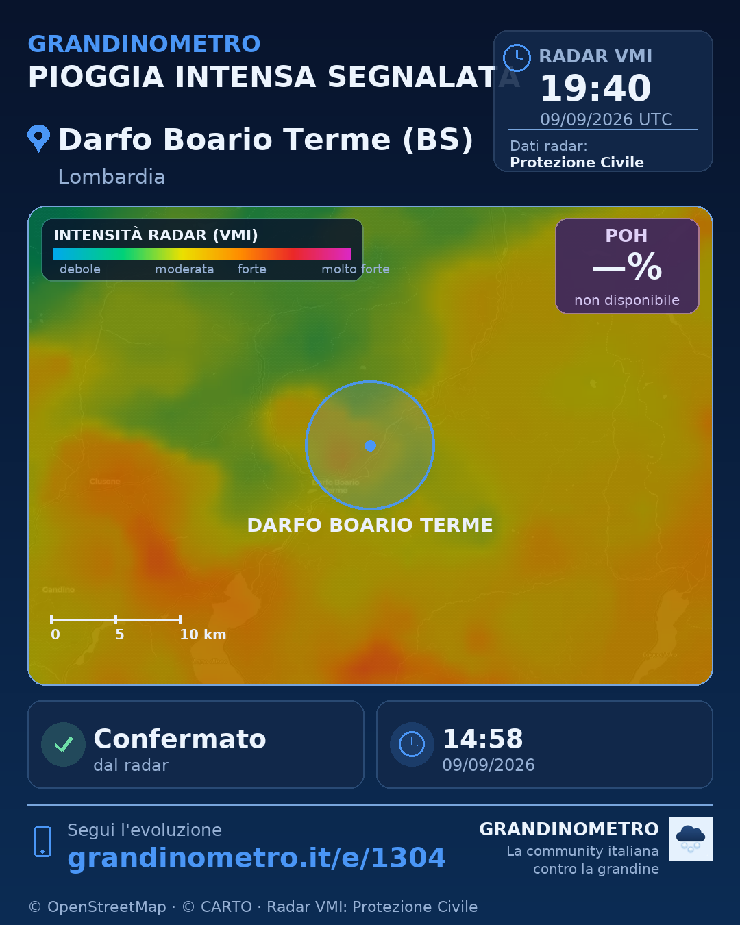 Mappa dell'evento: pioggia intensa a Darfo Boario Terme (BS)