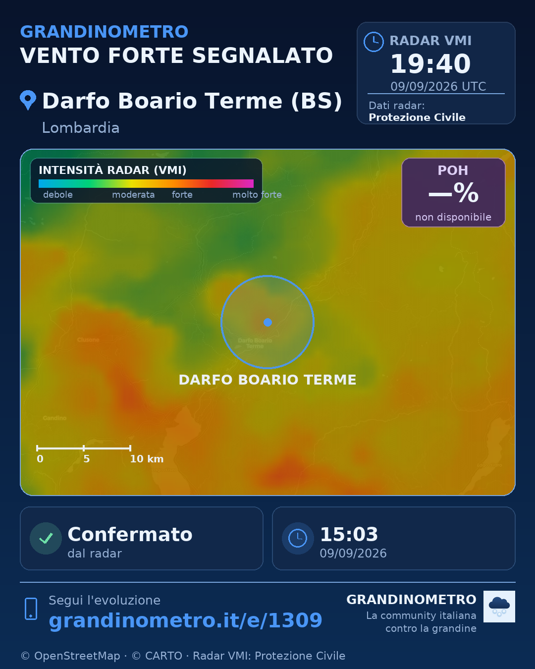Mappa dell'evento: vento forte a Darfo Boario Terme (BS)