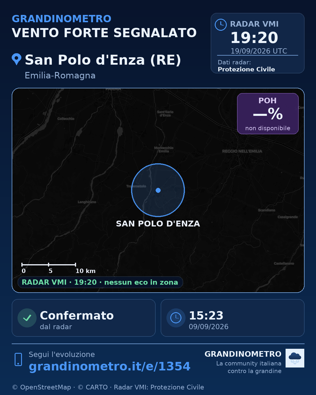 Mappa dell'evento: vento forte a San Polo d'Enza (RE)