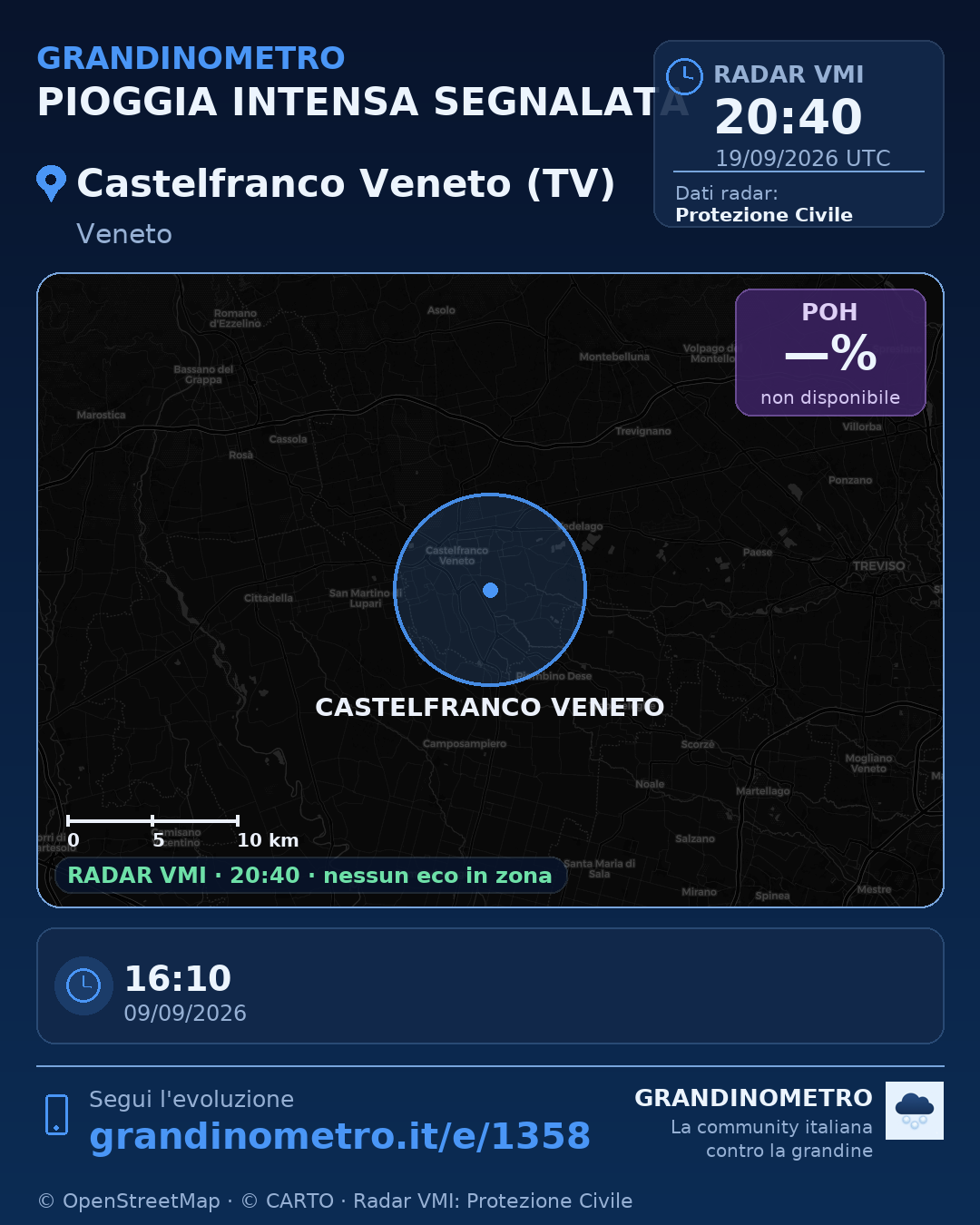 Mappa dell'evento: pioggia intensa a Castelfranco Veneto (TV)