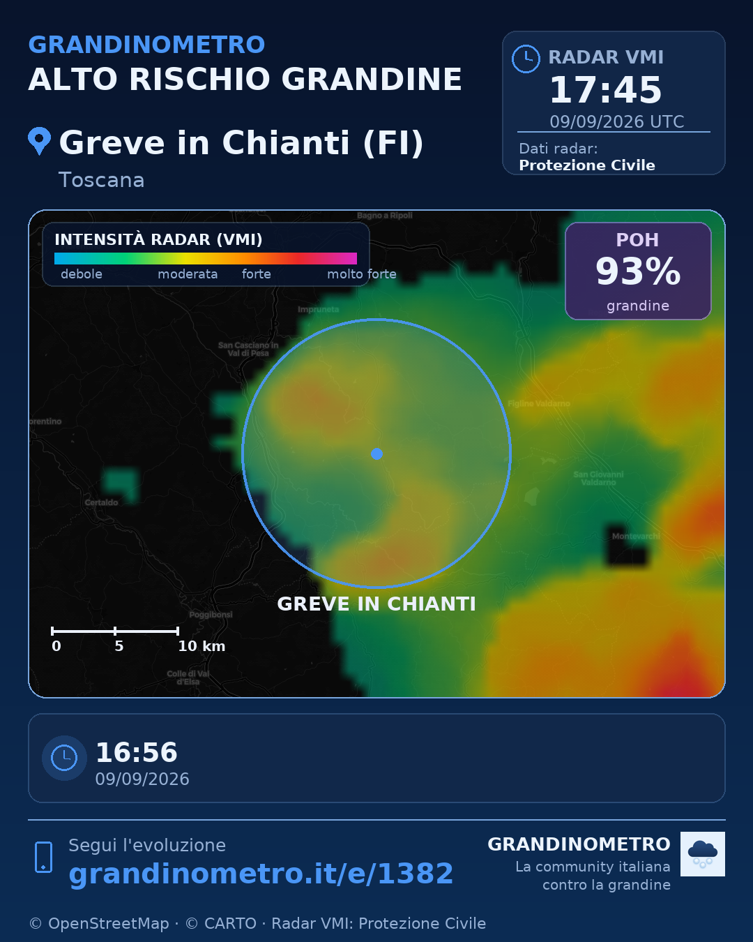 Mappa dell'evento: grandine a Greve in Chianti (FI)