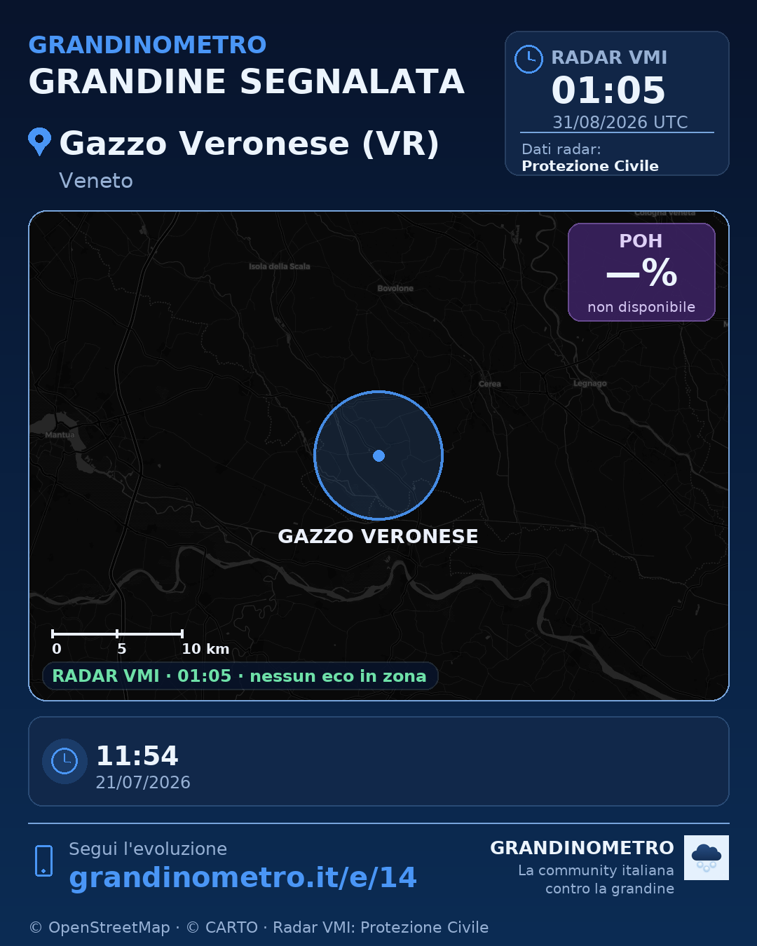Mappa dell'evento: grandine a Gazzo Veronese (VR)