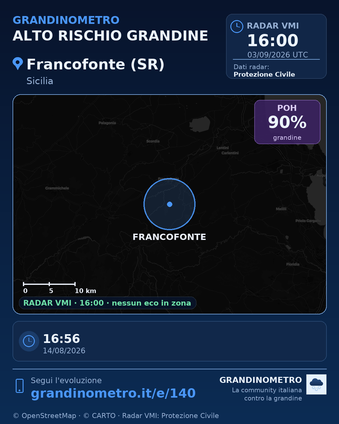 Mappa dell'evento: grandine a Francofonte (SR)