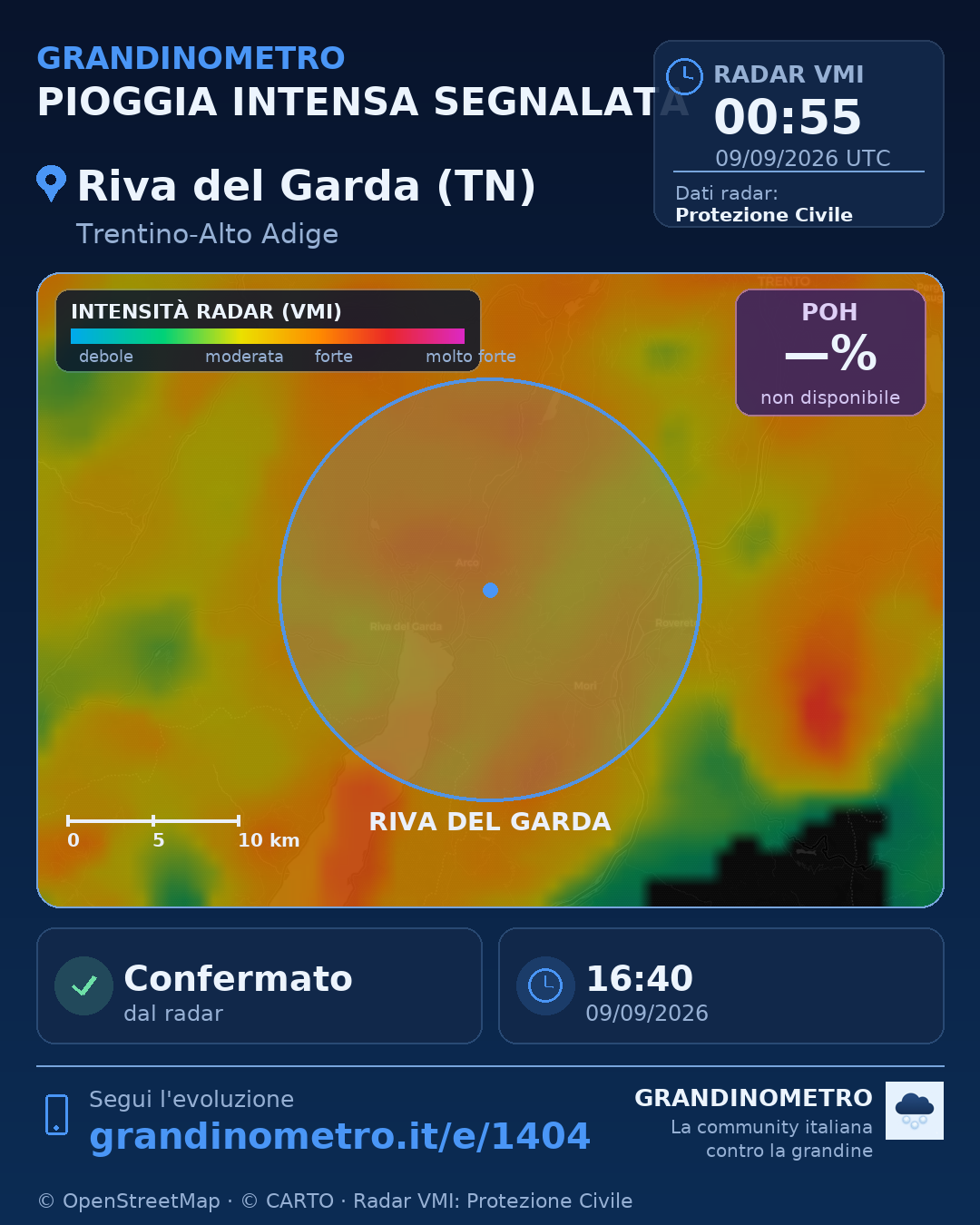Mappa dell'evento: pioggia intensa a Riva del Garda (TN)