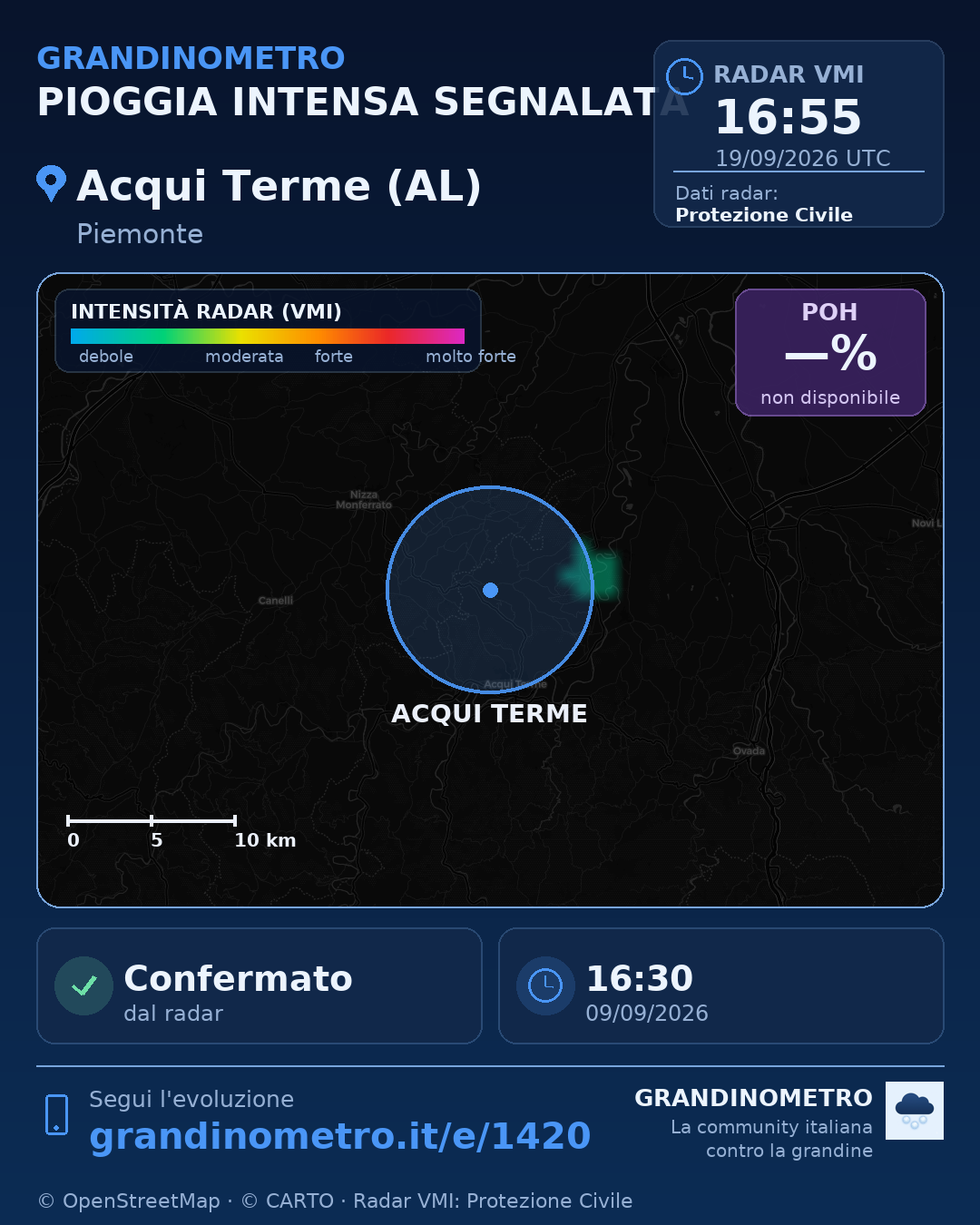 Mappa dell'evento: pioggia intensa ad Acqui Terme (AL)