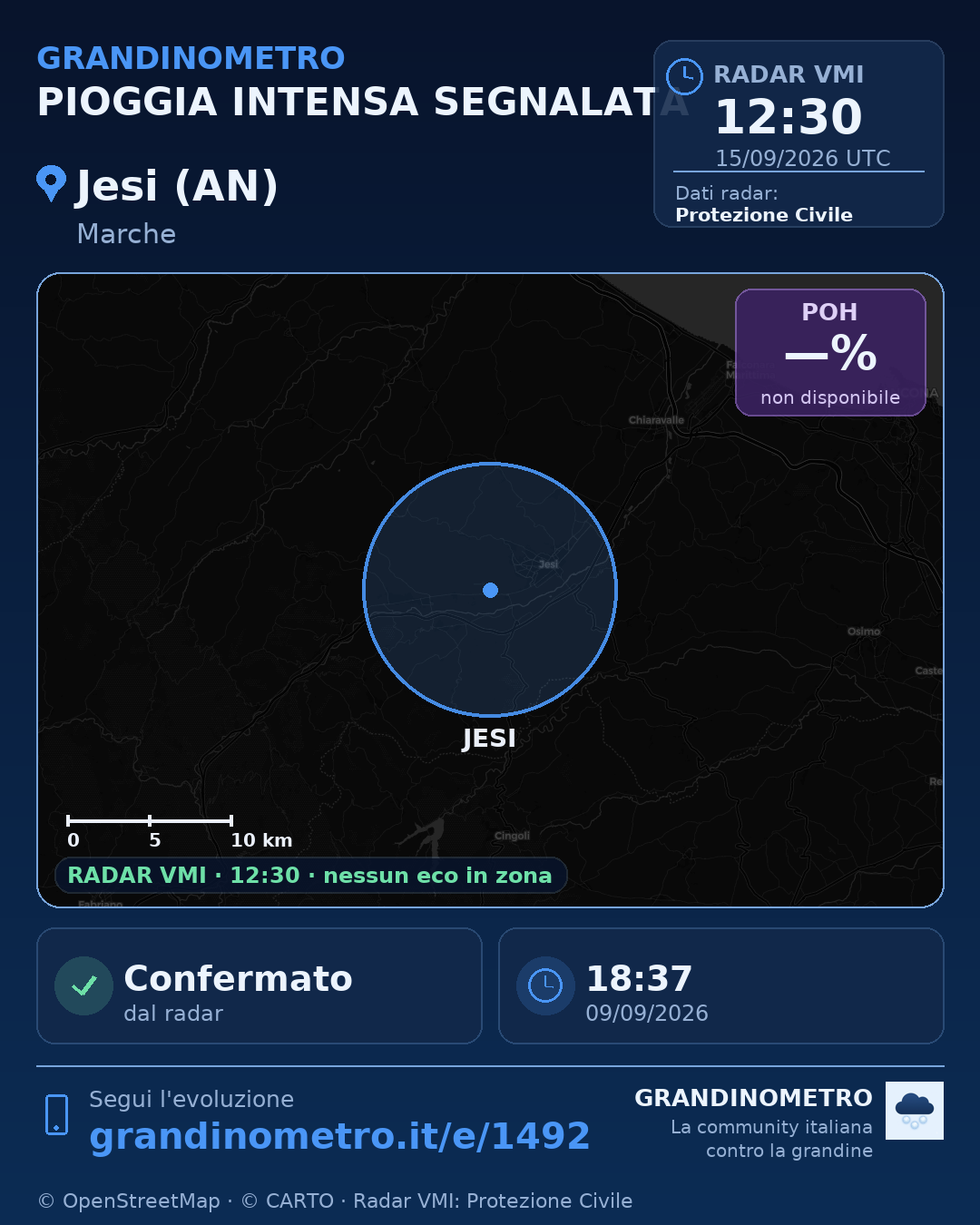 Mappa dell'evento: pioggia intensa a Jesi (AN)