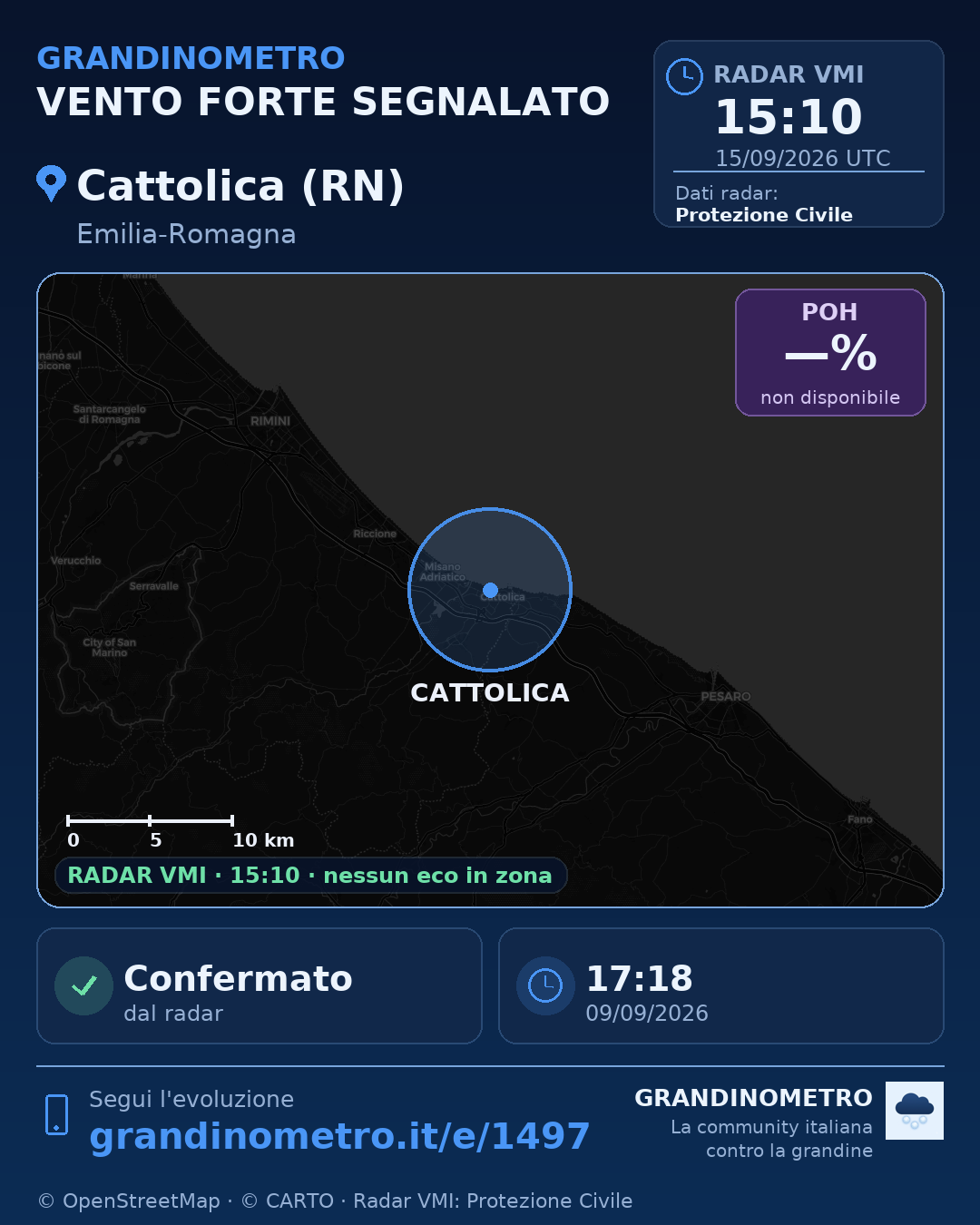 Mappa dell'evento: vento forte a Cattolica (RN)