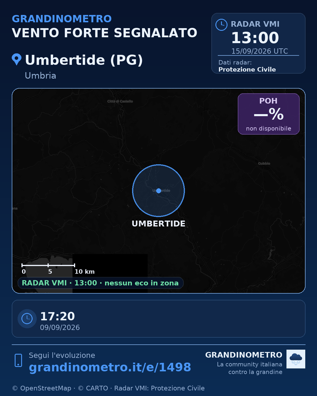 Mappa dell'evento: vento forte a Umbertide (PG)