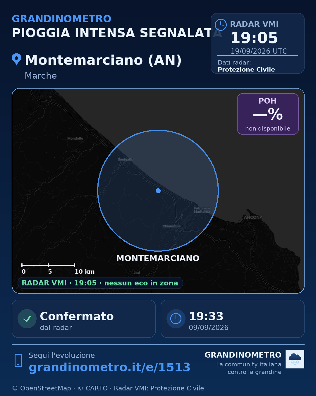 Mappa dell'evento: pioggia intensa a Montemarciano (AN)