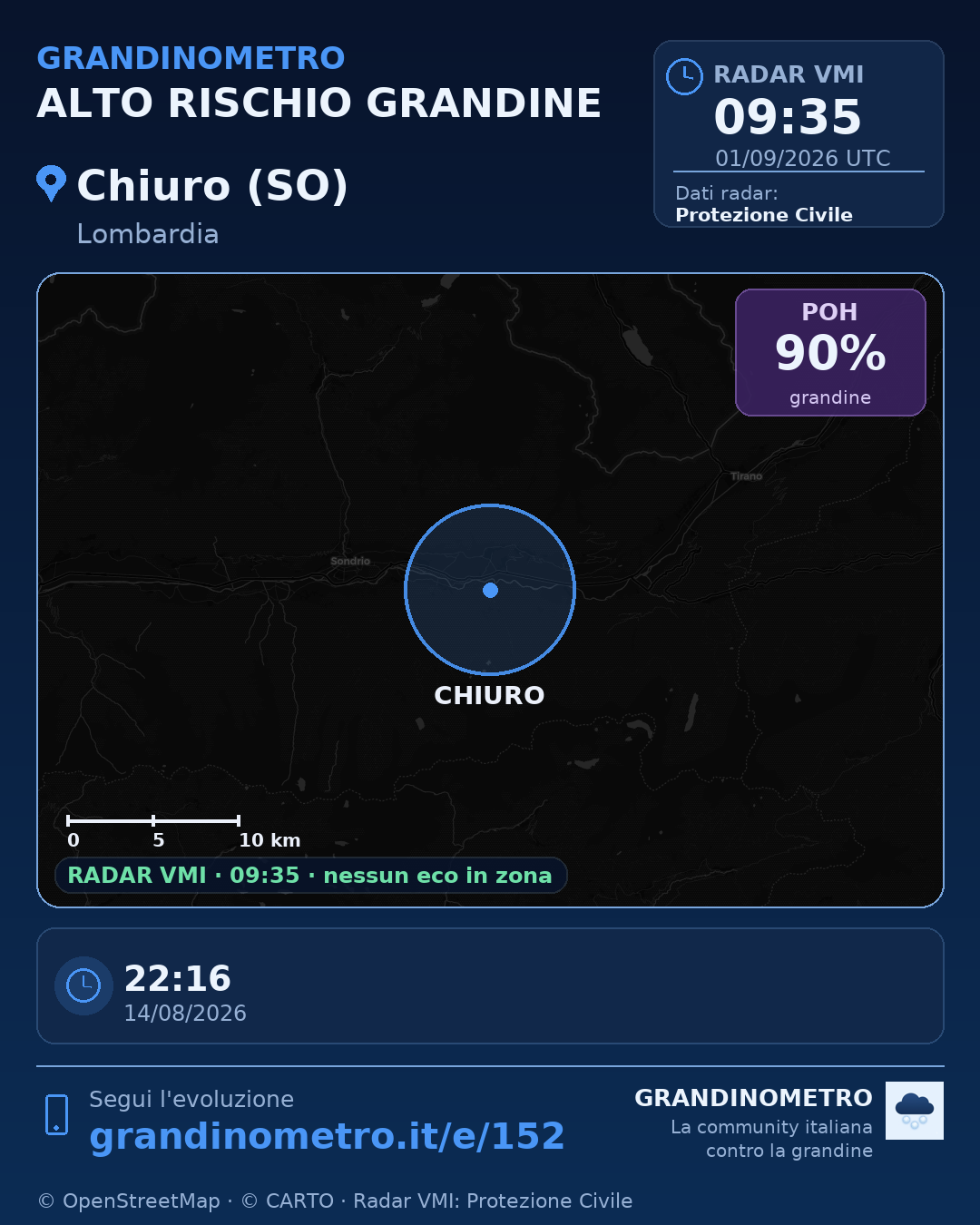 Mappa dell'evento: grandine a Chiuro (SO)