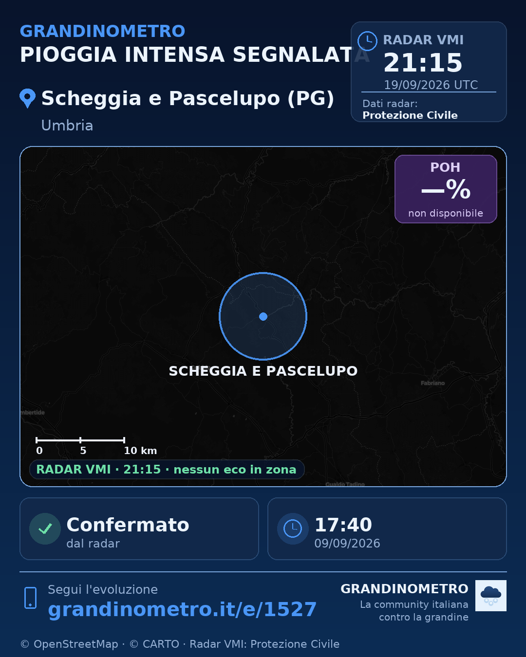 Mappa dell'evento: pioggia intensa a Scheggia e Pascelupo (PG)