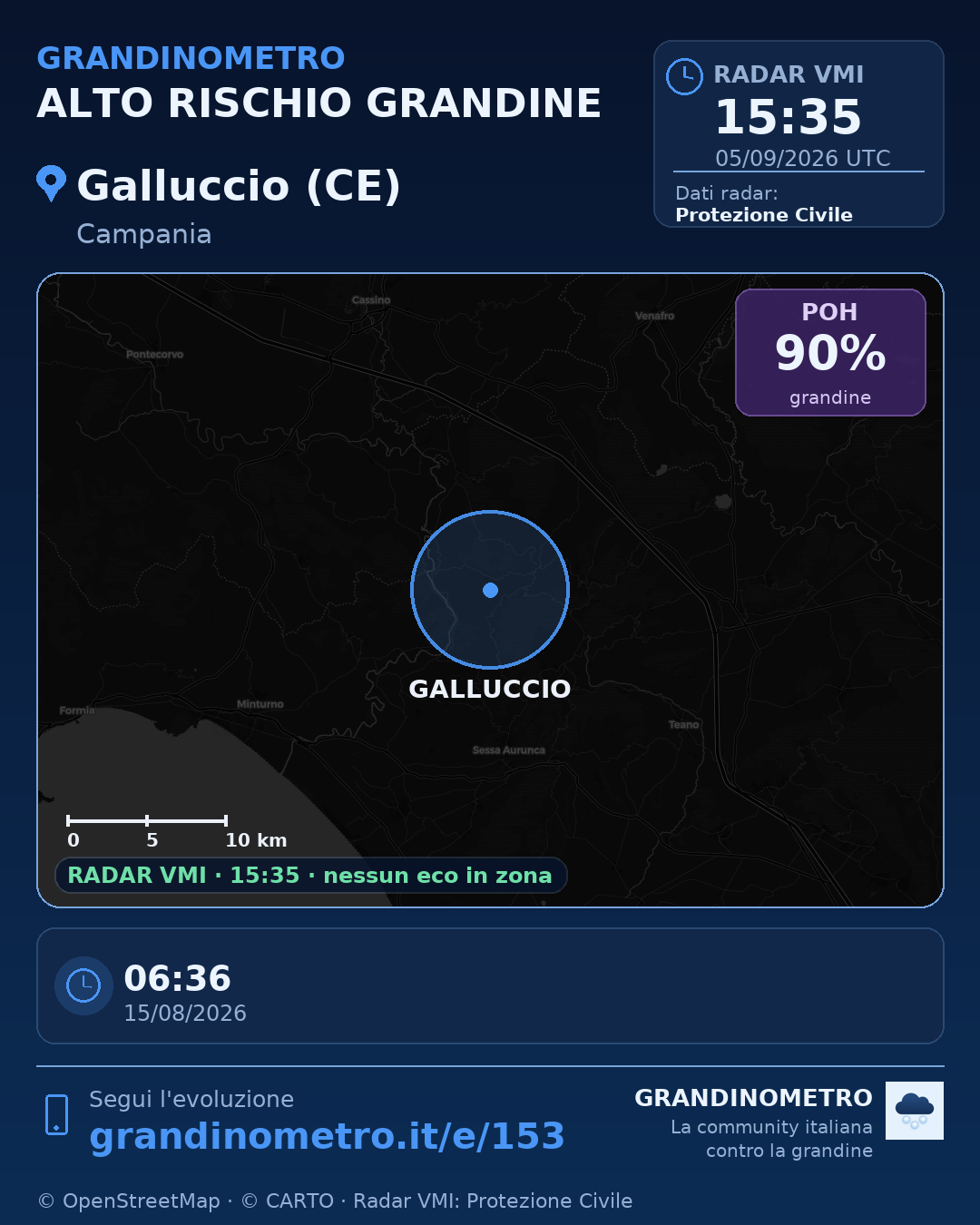 Mappa dell'evento: grandine a Galluccio (CE)