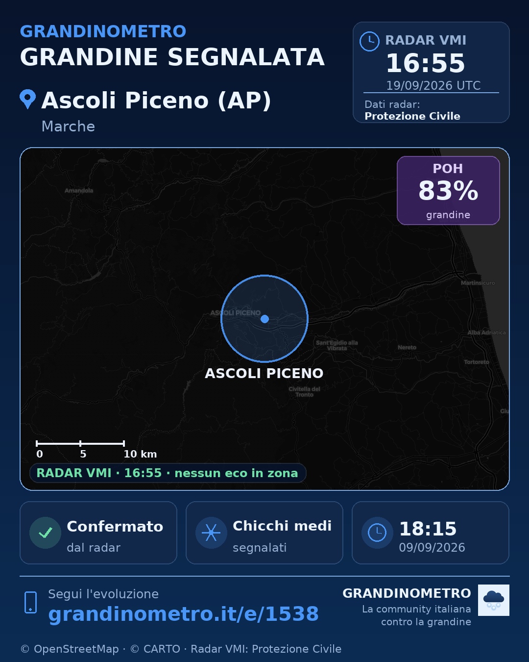 Mappa dell'evento: grandine ad Ascoli Piceno (AP)