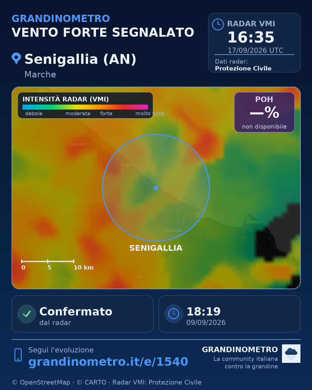 Mappa dell'evento: vento forte a Senigallia (AN)