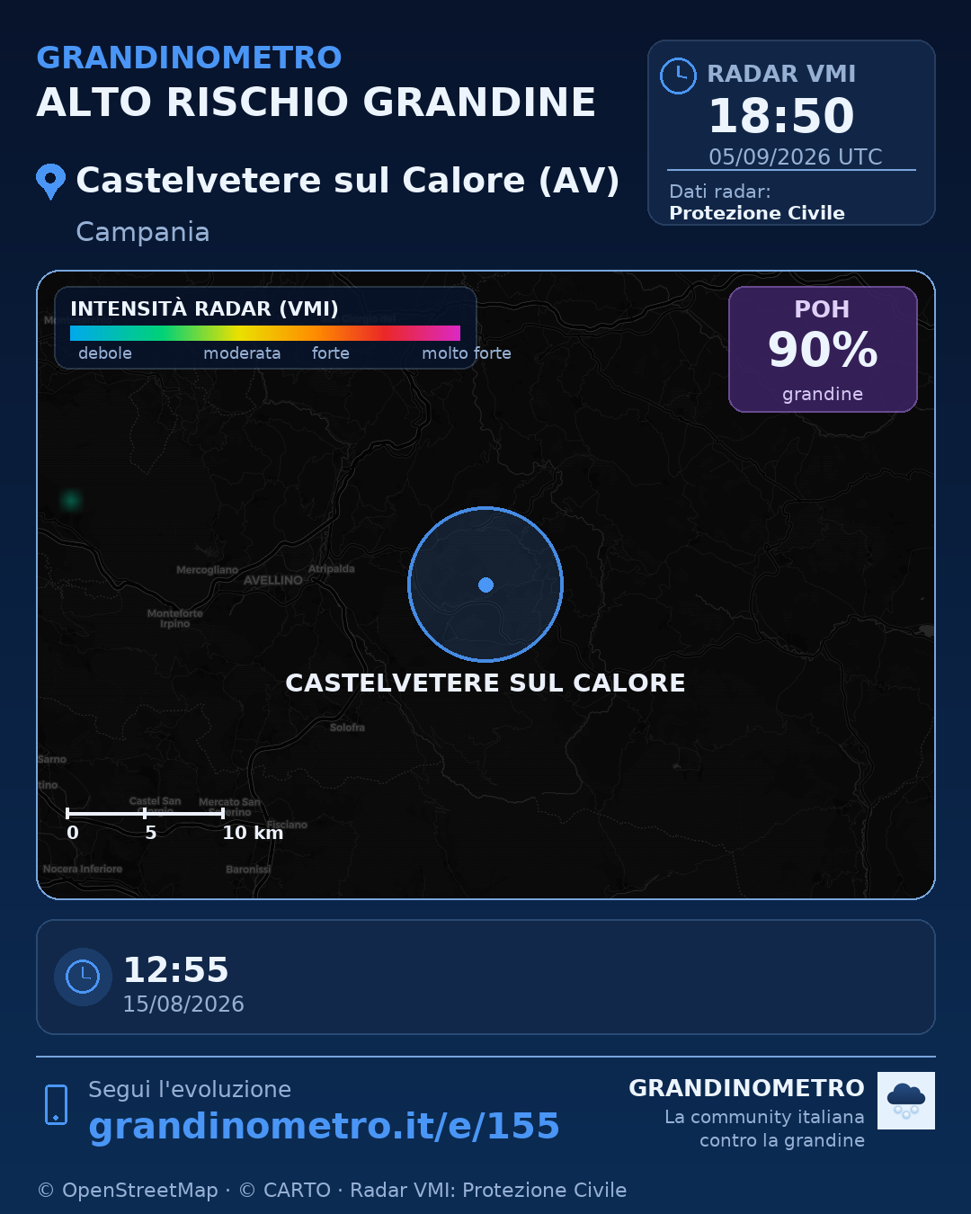 Mappa dell'evento: grandine a Castelvetere sul Calore (AV)