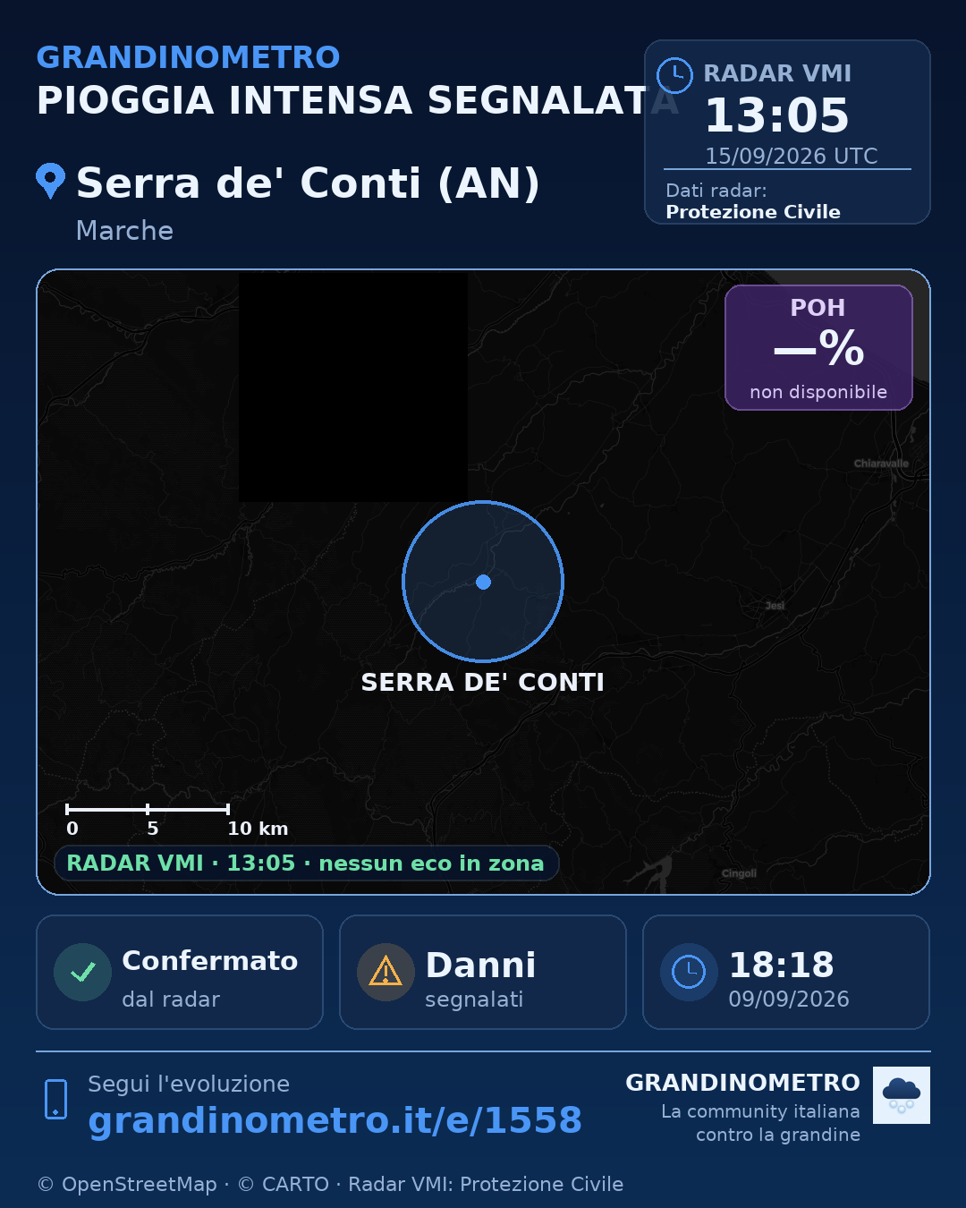 Mappa dell'evento: pioggia intensa a Serra de' Conti (AN)