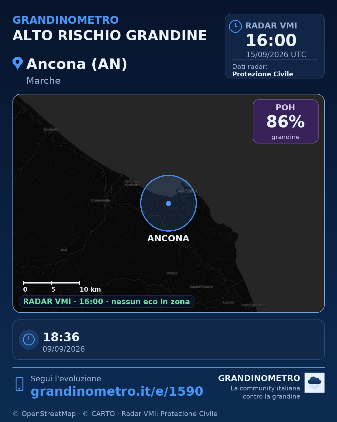 Mappa dell'evento: grandine ad Ancona (AN)