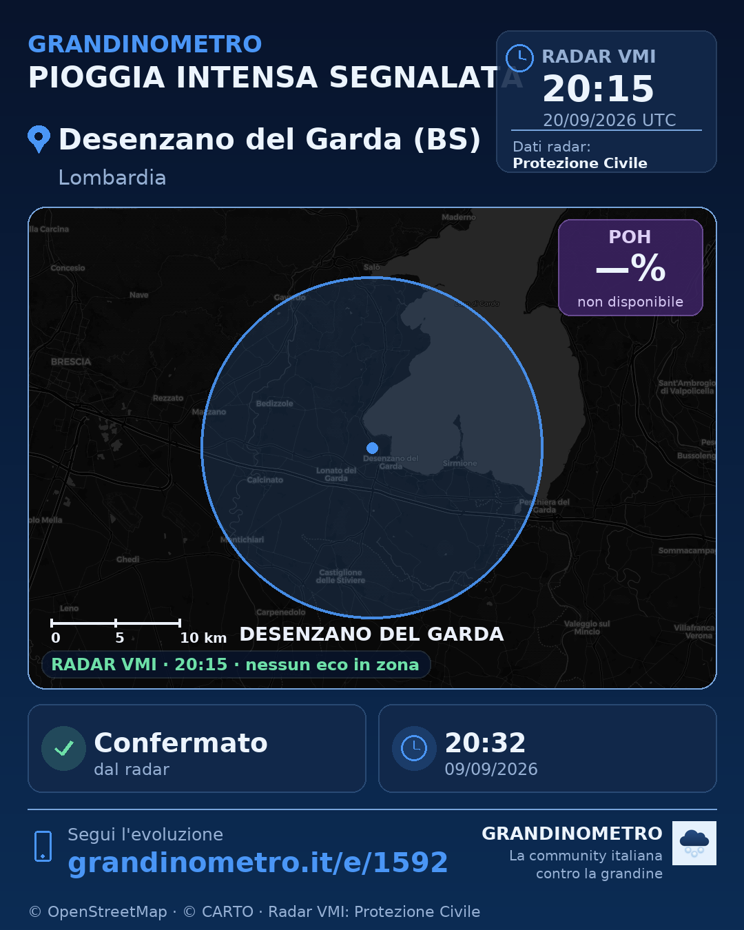 Mappa dell'evento: pioggia intensa a Desenzano del Garda (BS)