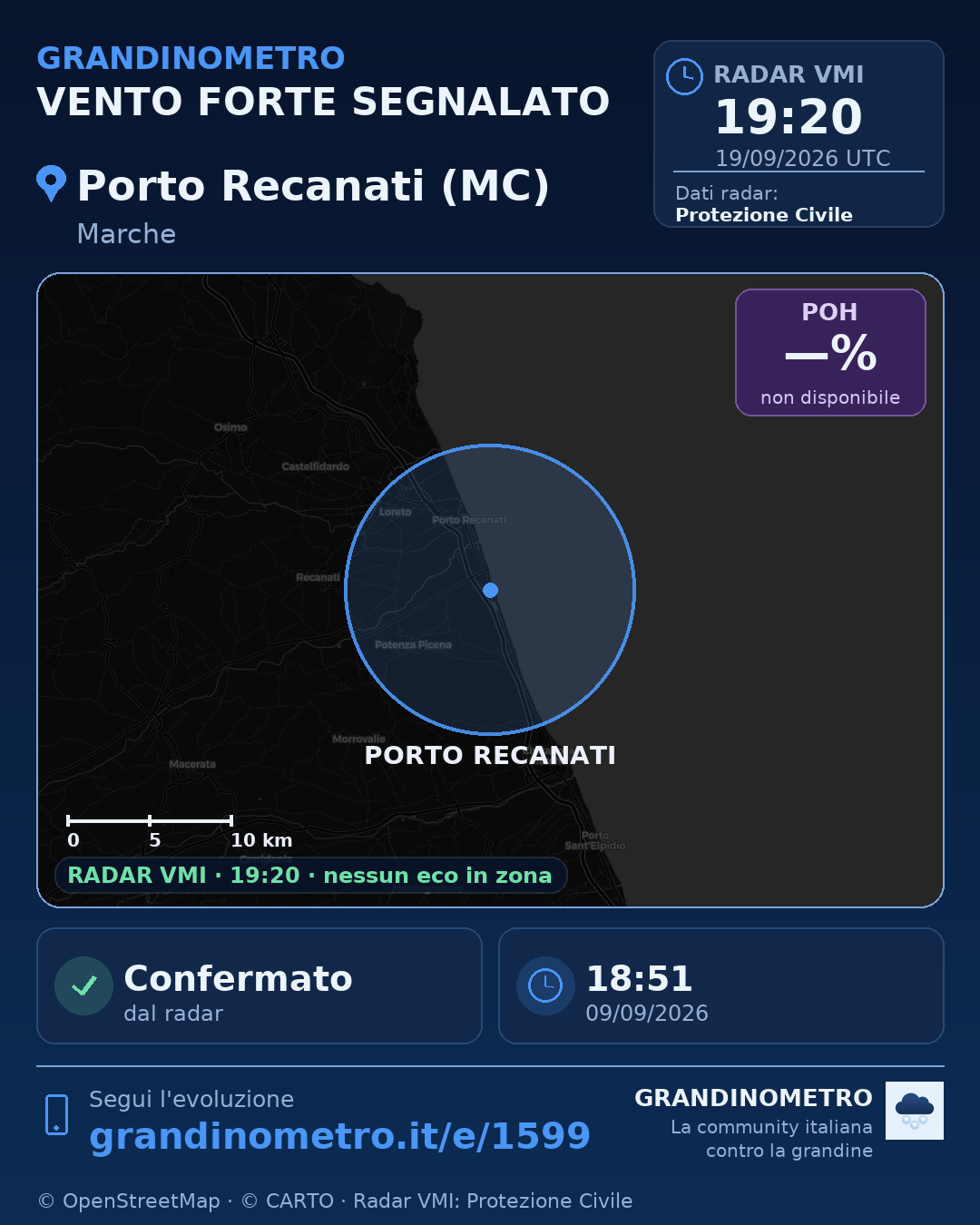 Mappa dell'evento: vento forte a Porto Recanati (MC)
