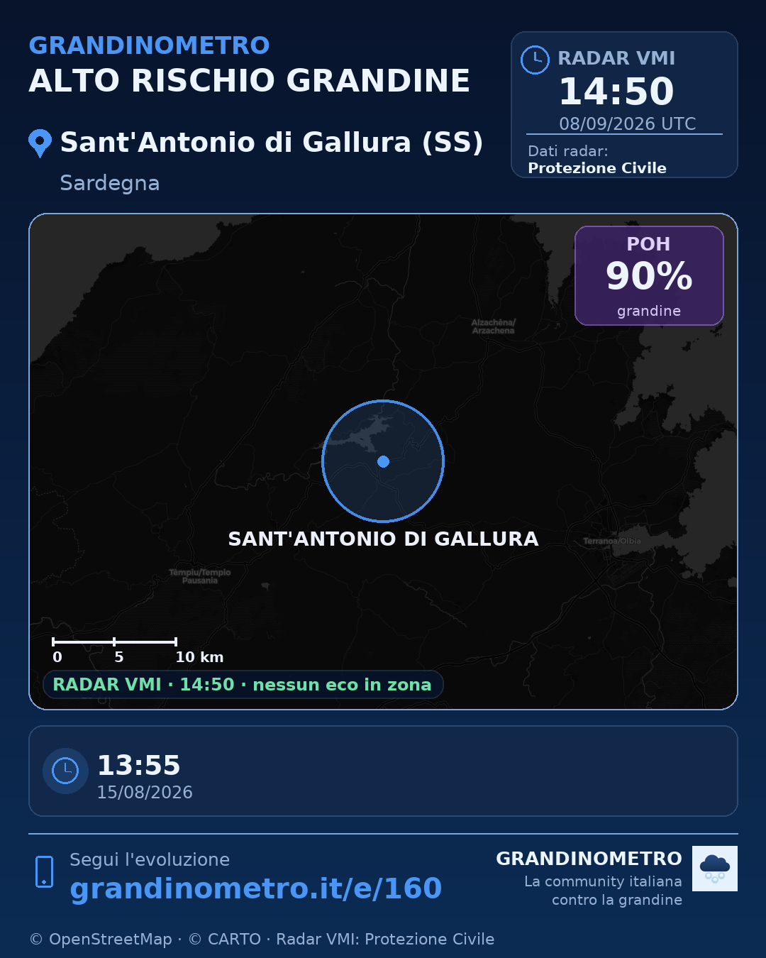 Mappa dell'evento: grandine a Sant'Antonio di Gallura (SS)