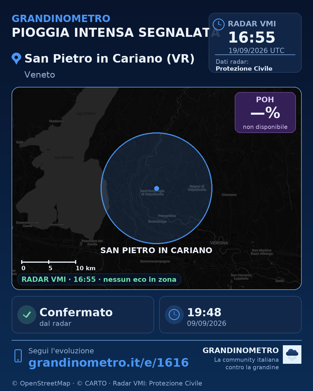 Mappa dell'evento: pioggia intensa a San Pietro in Cariano (VR)