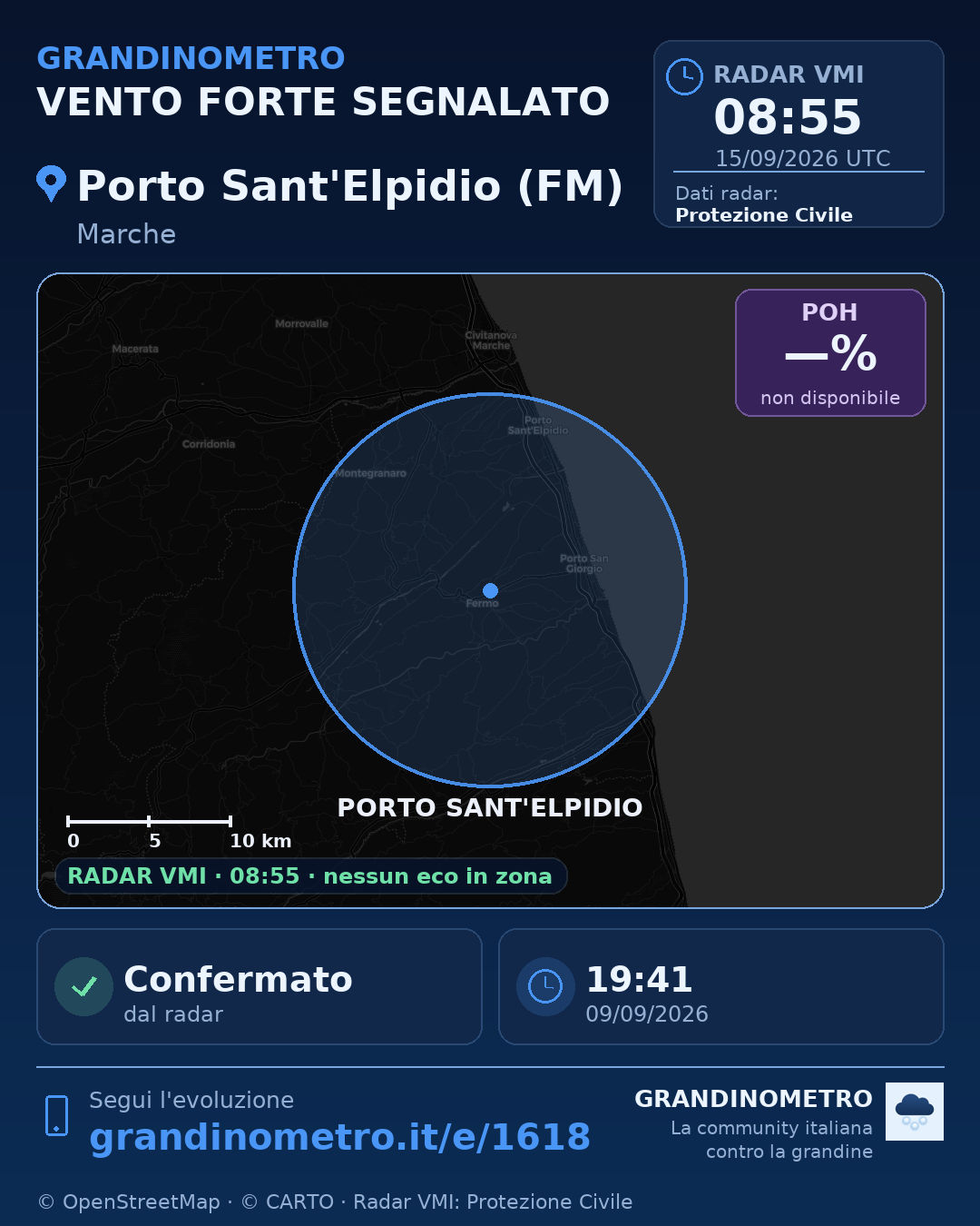 Mappa dell'evento: vento forte a Porto Sant'Elpidio (FM)