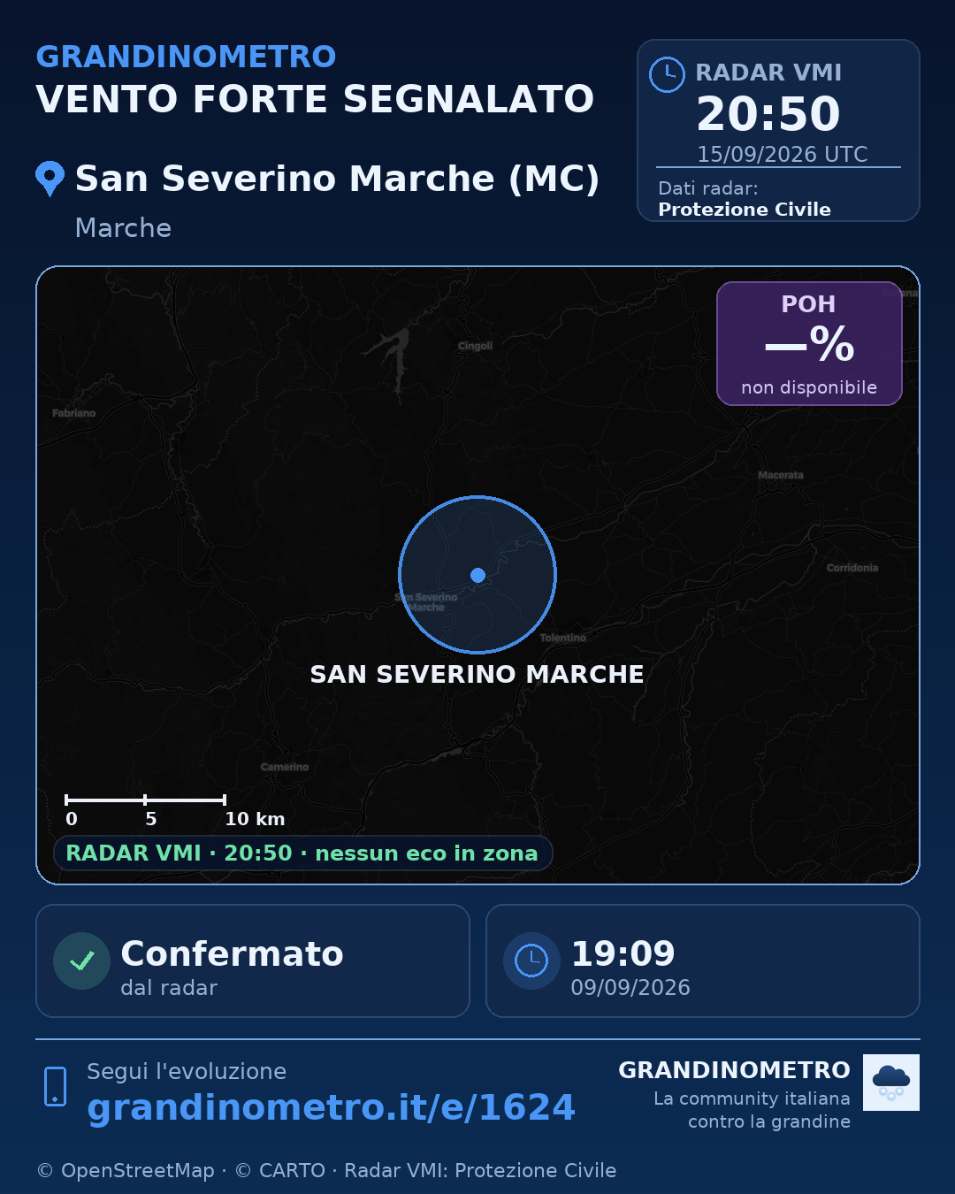 Mappa dell'evento: vento forte a San Severino Marche (MC)