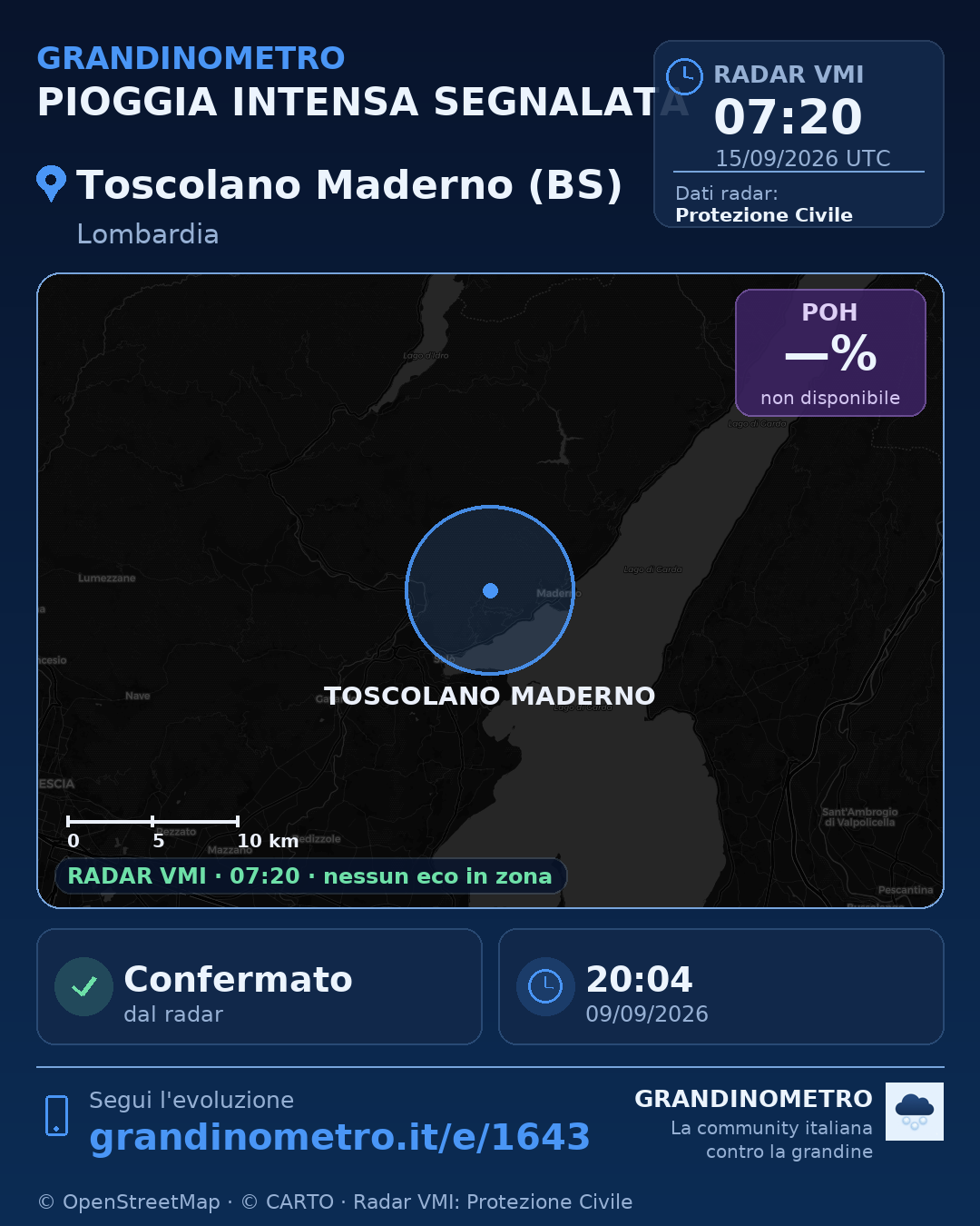 Mappa dell'evento: pioggia intensa a Toscolano Maderno (BS)
