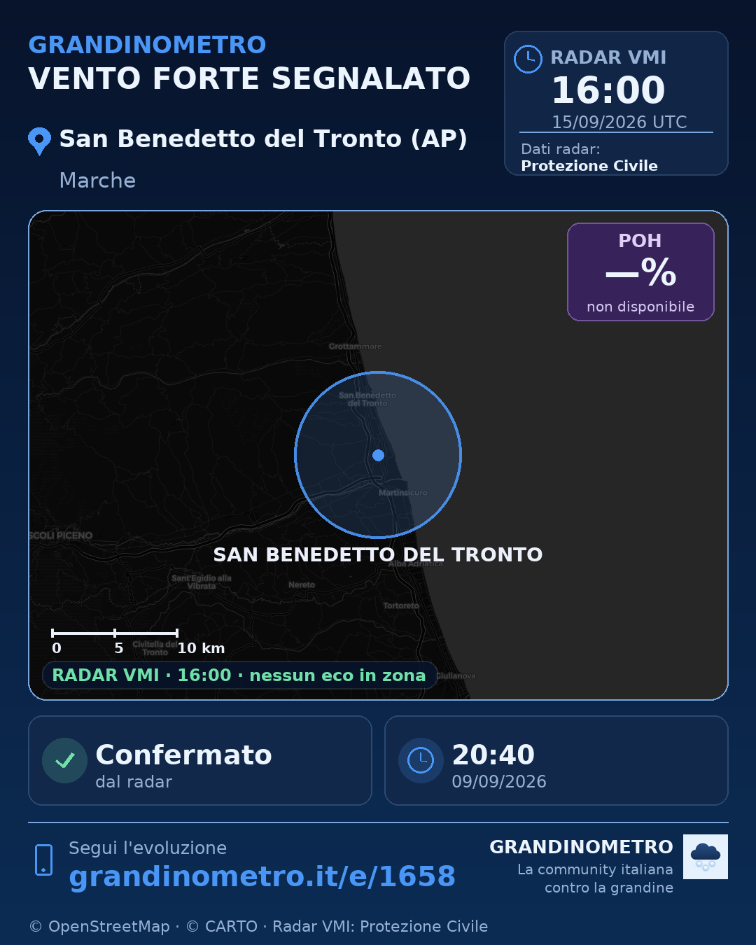 Mappa dell'evento: vento forte a San Benedetto del Tronto (AP)