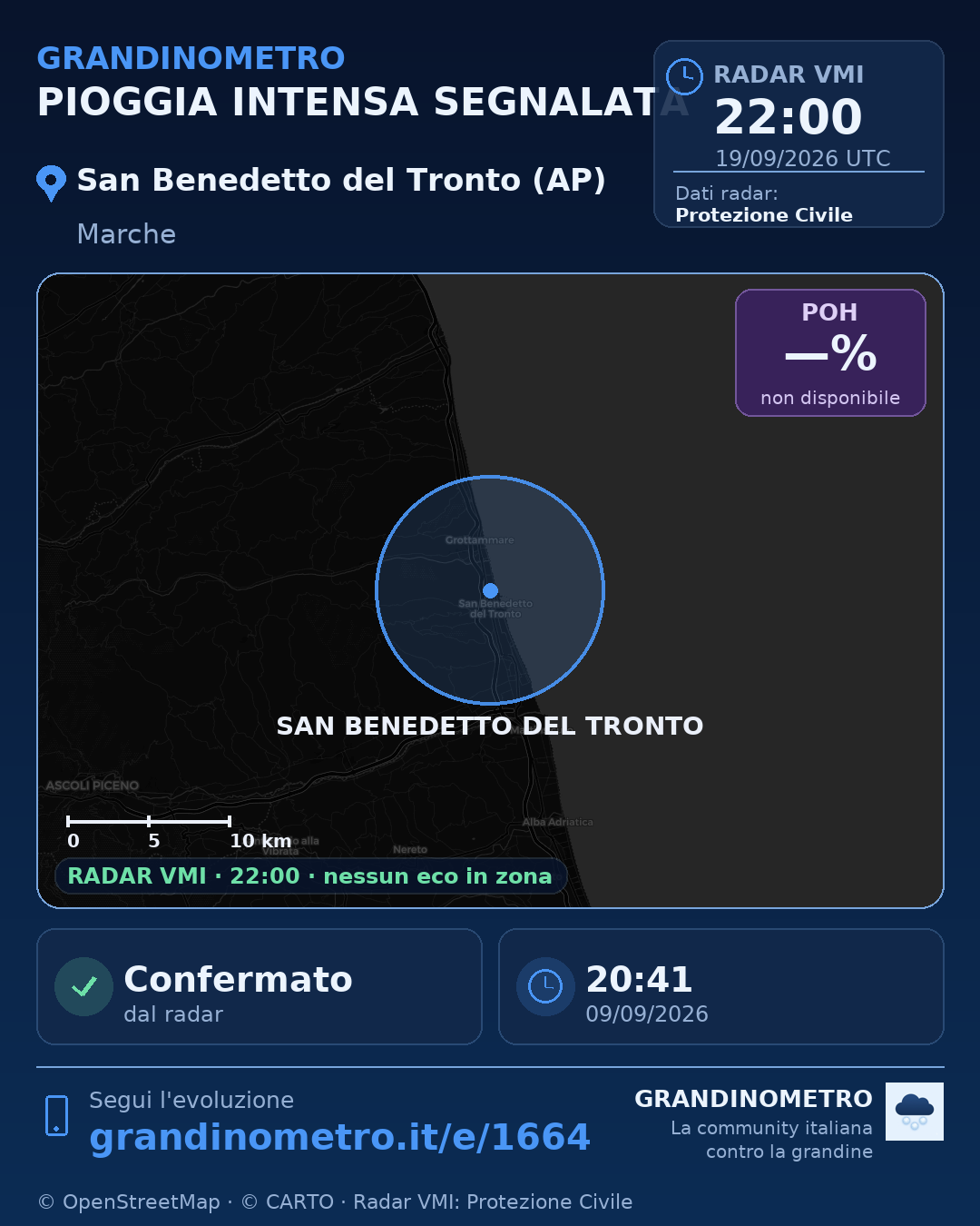 Mappa dell'evento: pioggia intensa a San Benedetto del Tronto (AP)