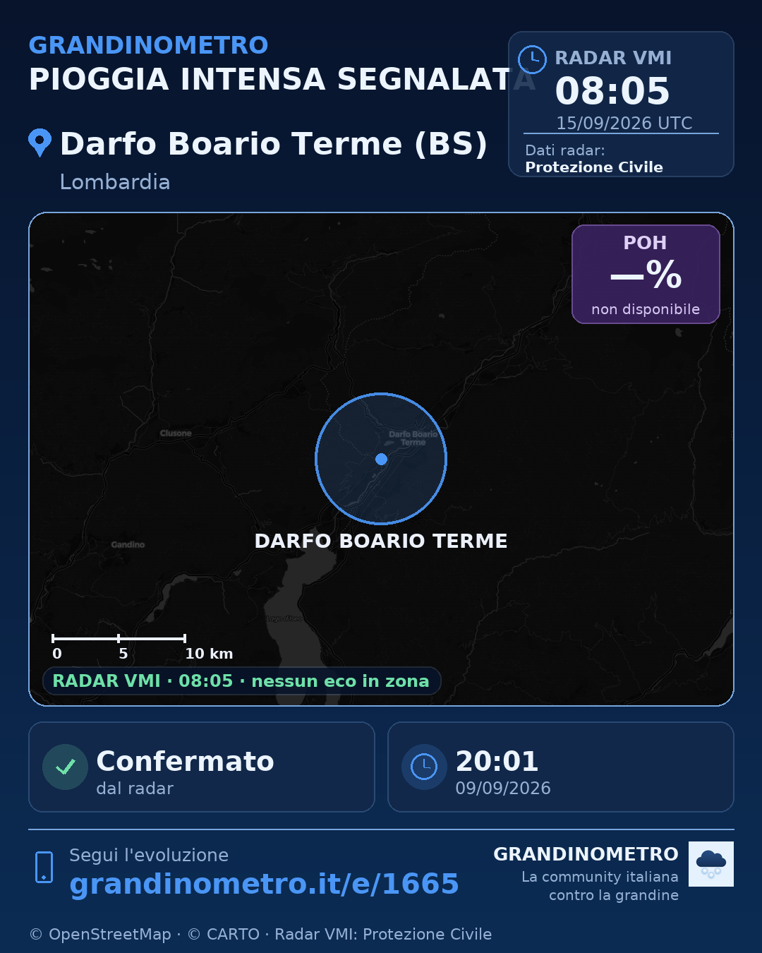 Mappa dell'evento: pioggia intensa a Darfo Boario Terme (BS)