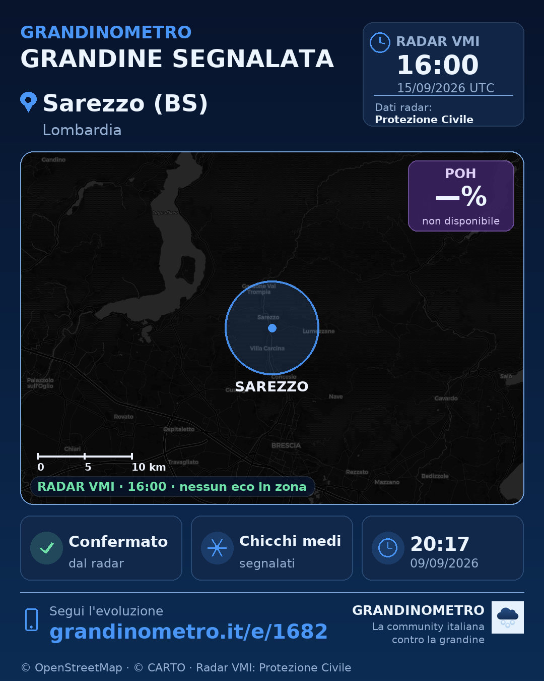 Mappa dell'evento: grandine a Sarezzo (BS)