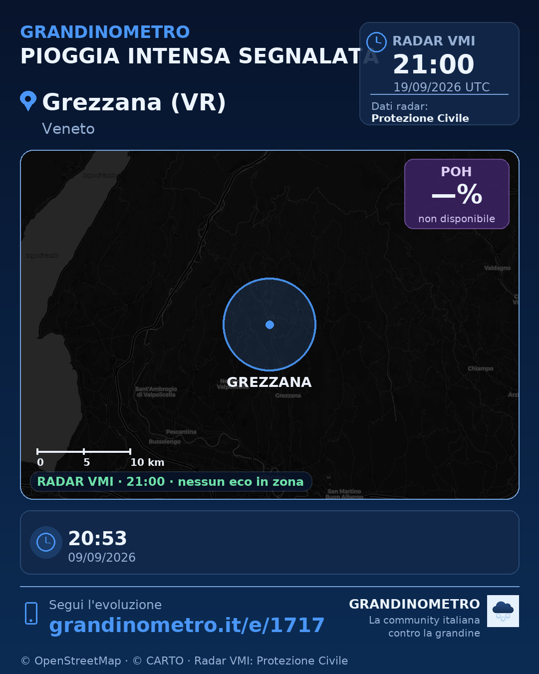 Mappa dell'evento: pioggia intensa a Grezzana (VR)
