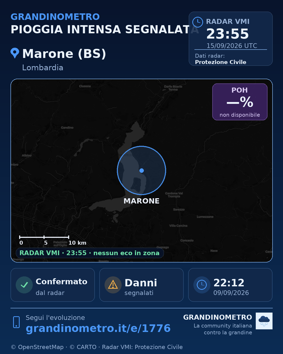 Mappa dell'evento: pioggia intensa a Marone (BS)