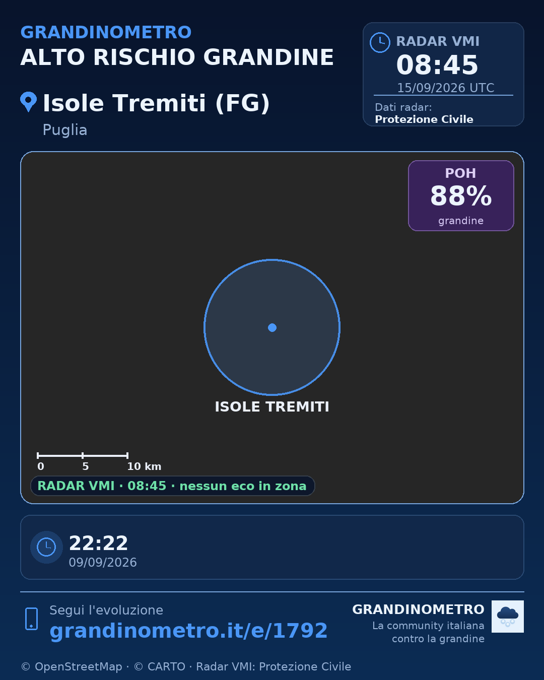 Mappa dell'evento: grandine a Isole Tremiti (FG)