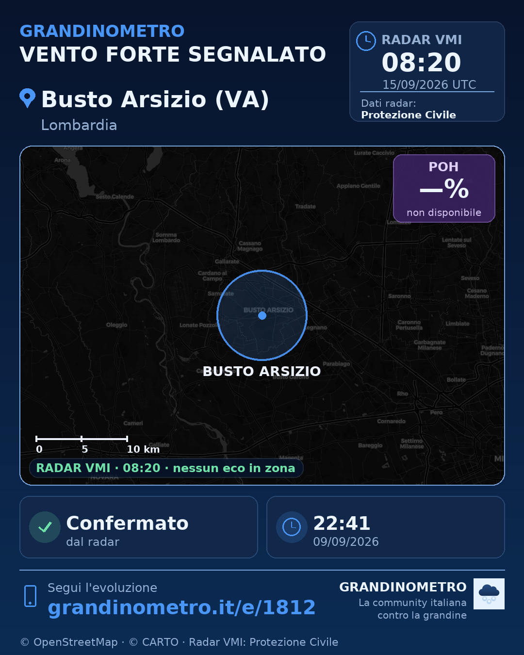 Mappa dell'evento: vento forte a Busto Arsizio (VA)