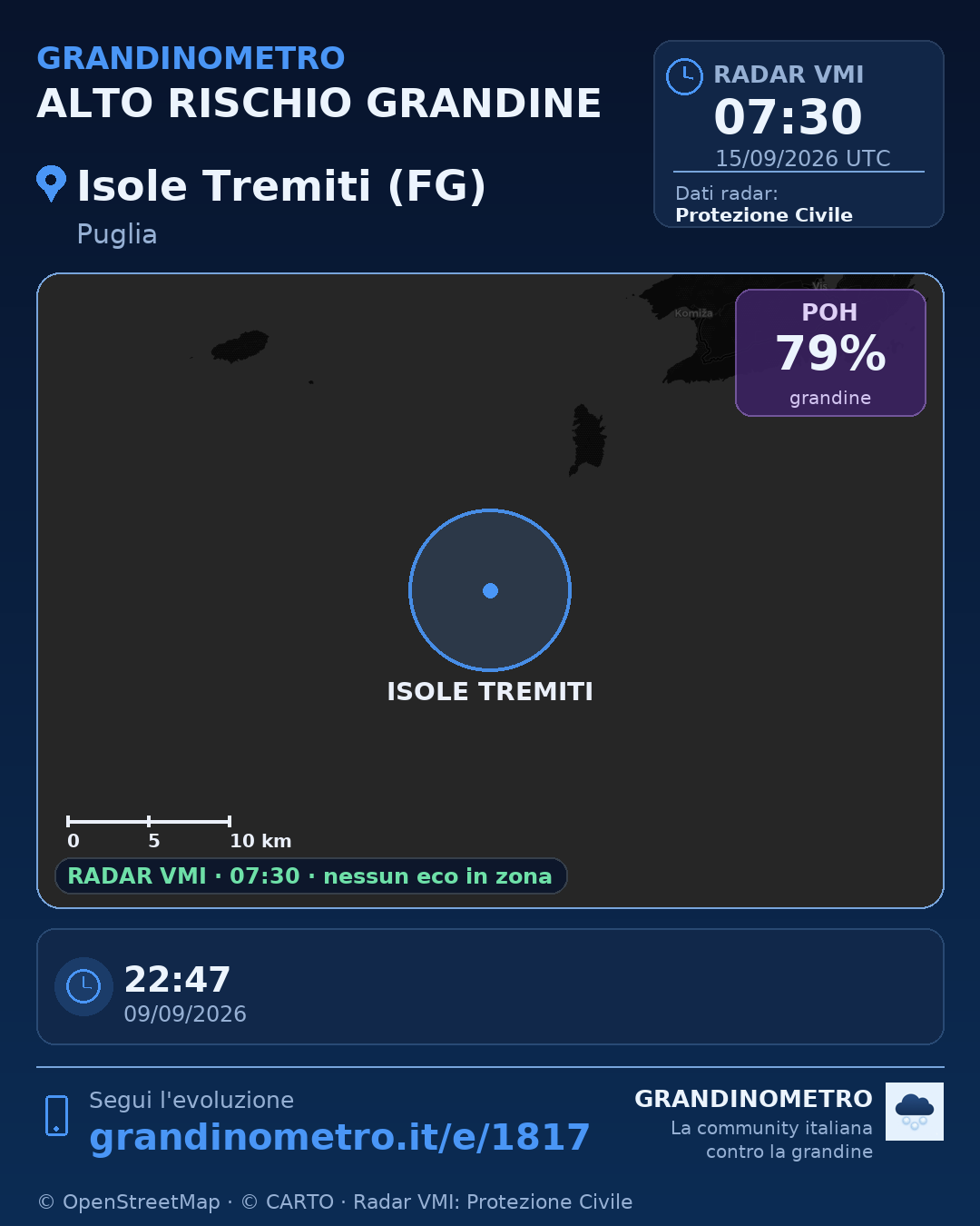 Mappa dell'evento: grandine a Isole Tremiti (FG)